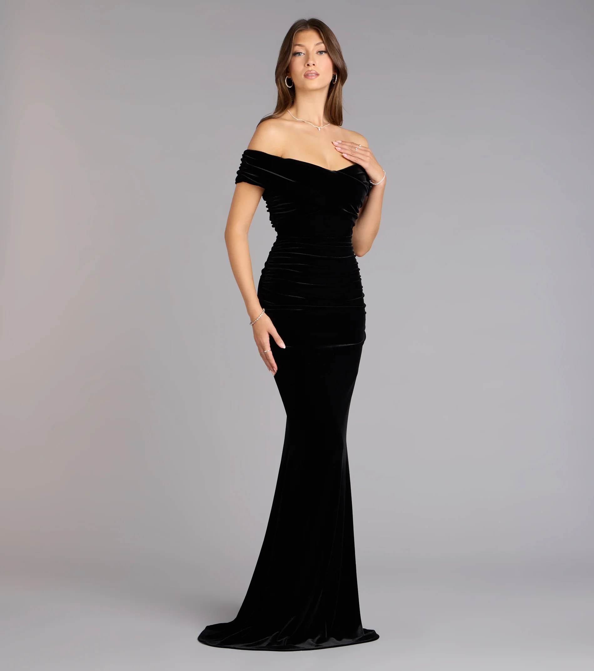 Gemma Velvet Off-The-Shoulder Mermaid Dress
