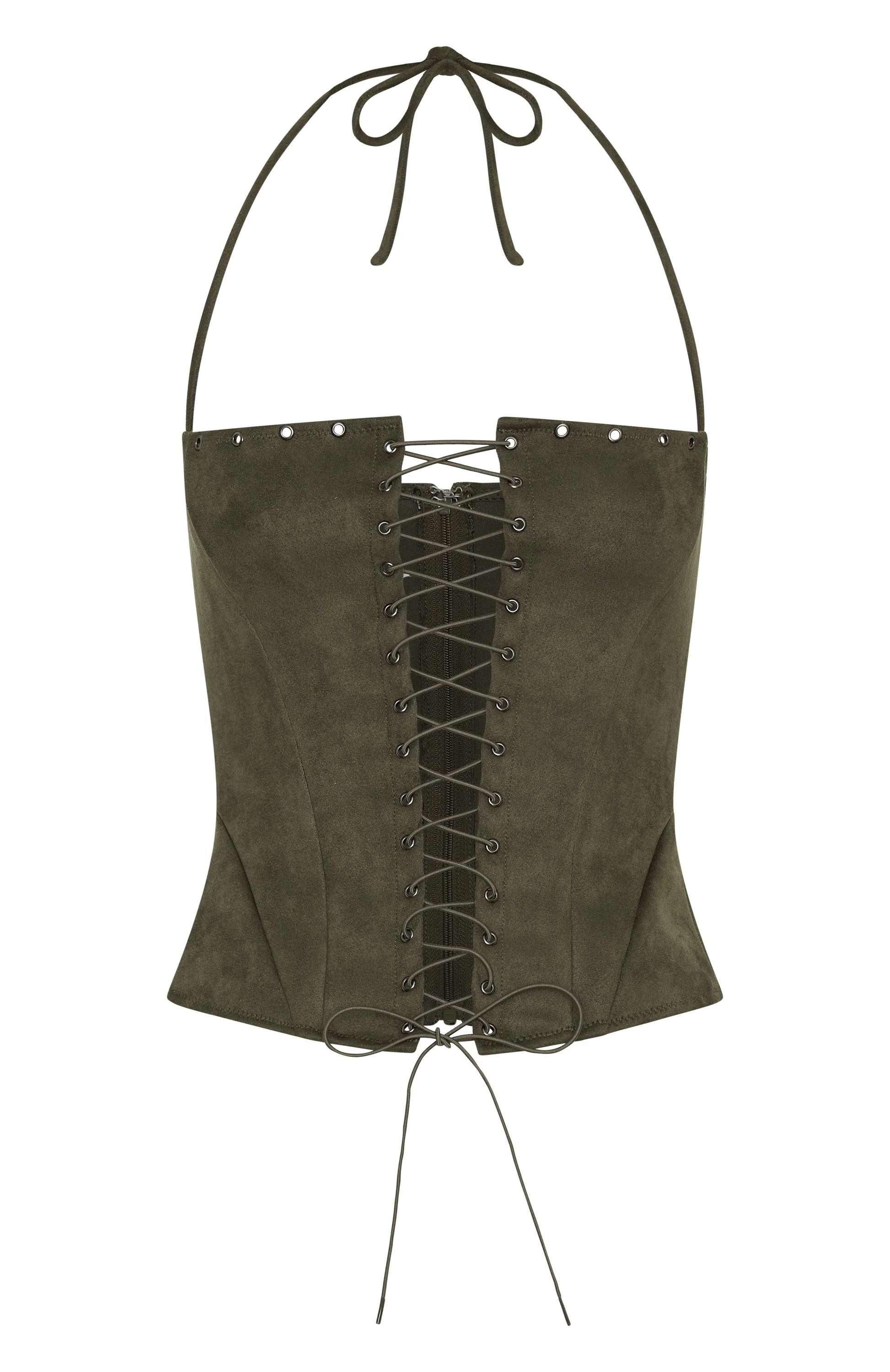 Don't Speak Faux Suede Bustier Cactus
