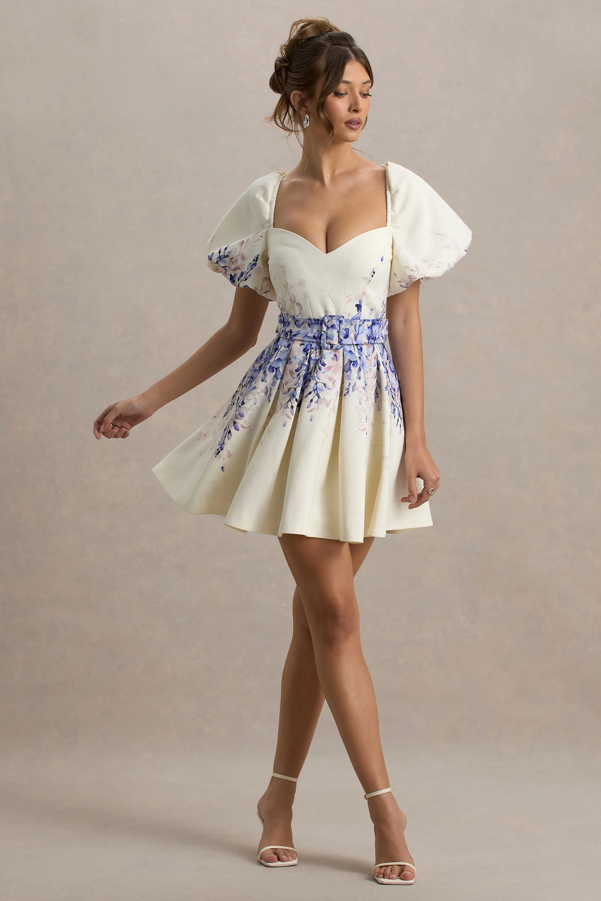 Tapia | Wisteria Print Linen Belted Mini Dress