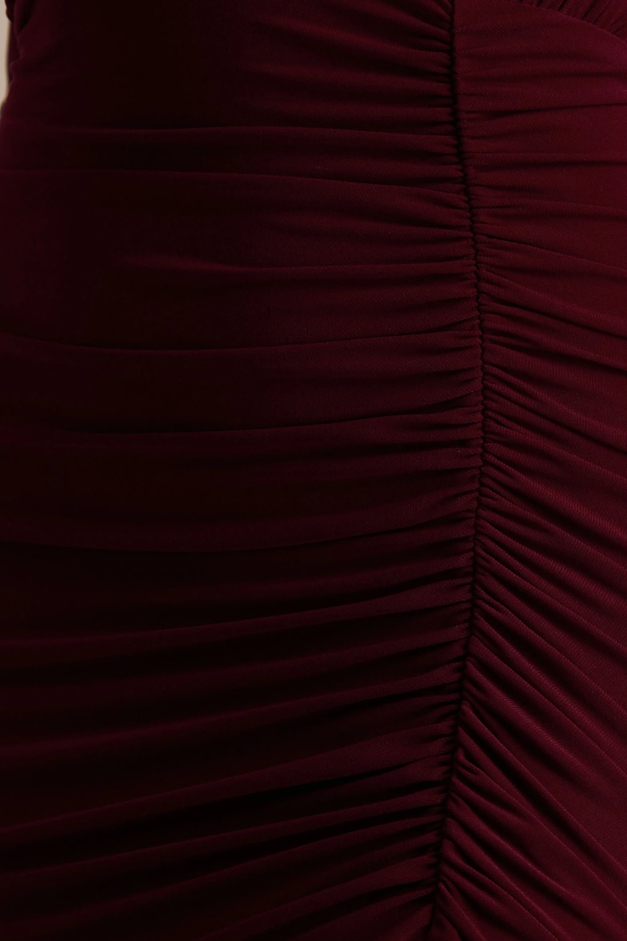 Command | Burgundy Plunge-Neck Maxi Dress With Front-High Split