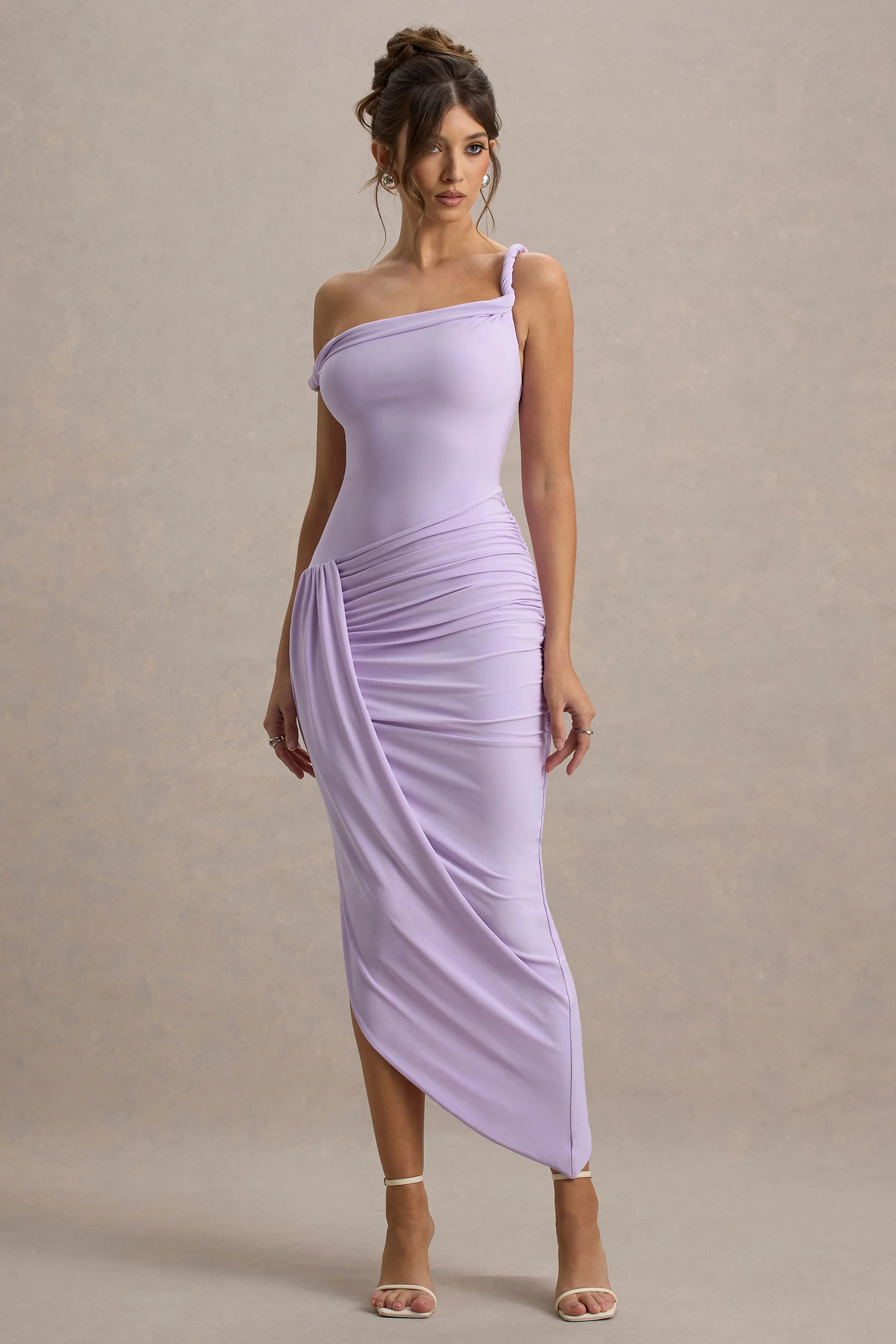 Angelique | Lilac Twisted Asymmetric Maxi Dress