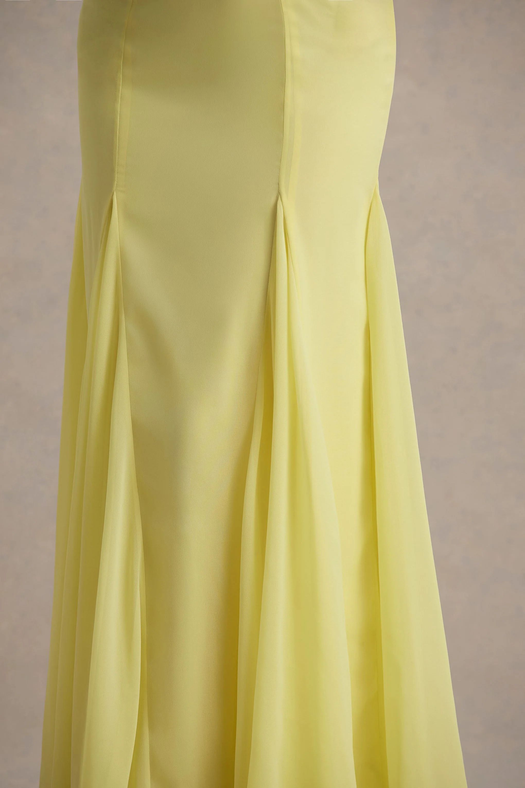 Massie | Lemon Chiffon Strappy Maxi Dress With Volume Hem