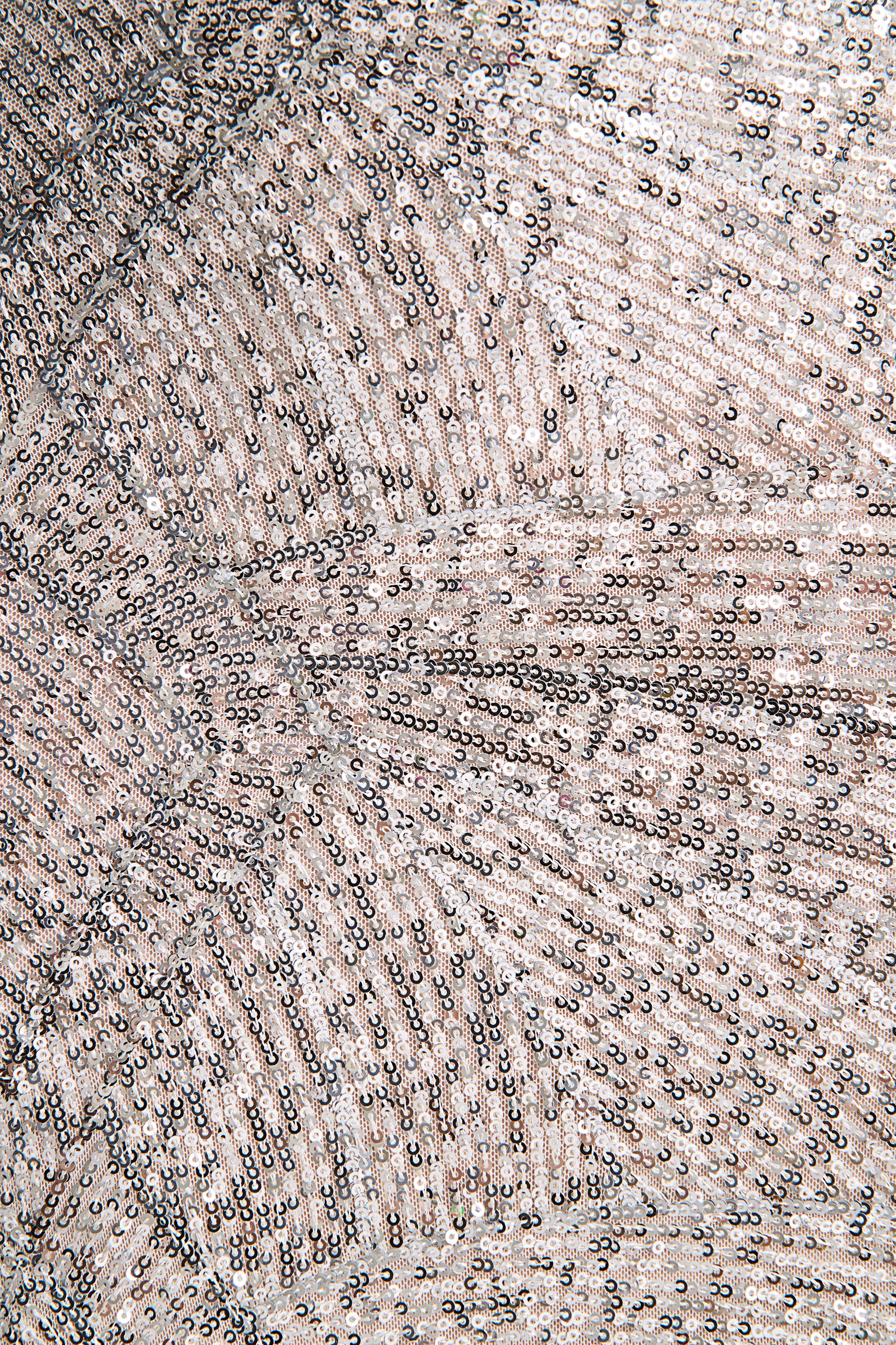 Cecy | Silver Sequin High-Neck Maxi Dress With Cap Sleeves