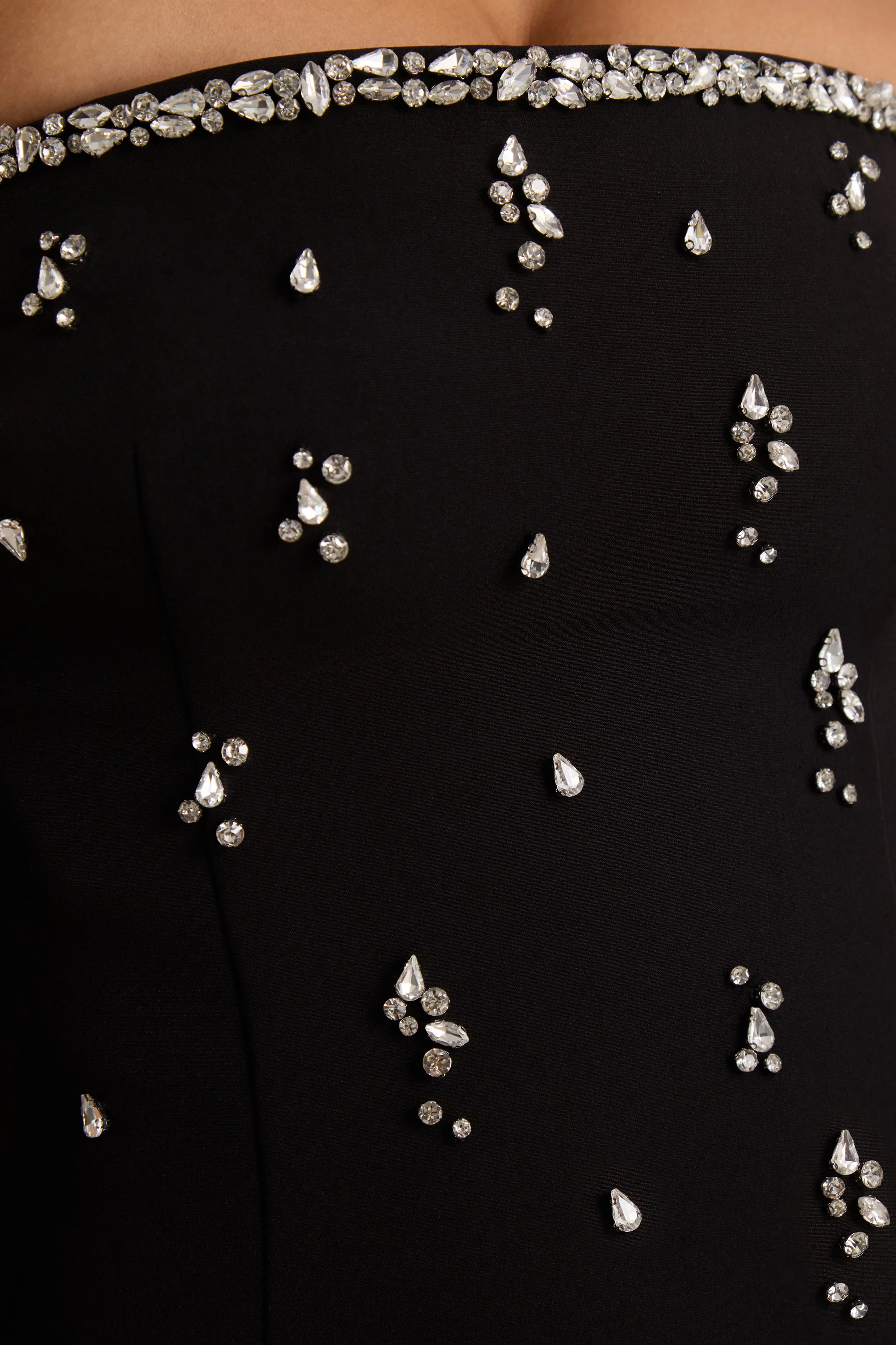 Rominia | Black Bandeau Hand-Embellished Maxi Dress