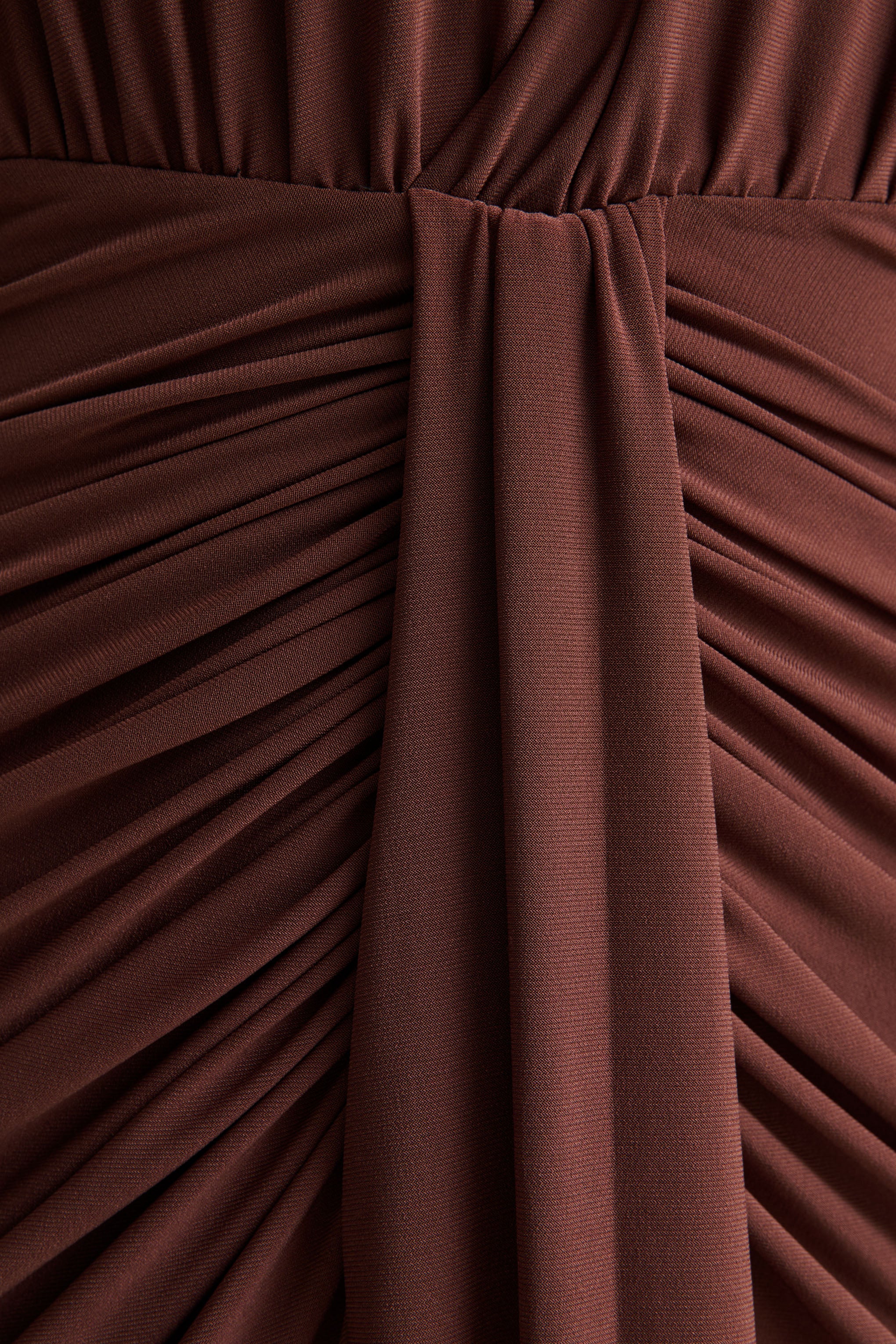 Lesley | Brown Plunge-Neck Maxi Dress