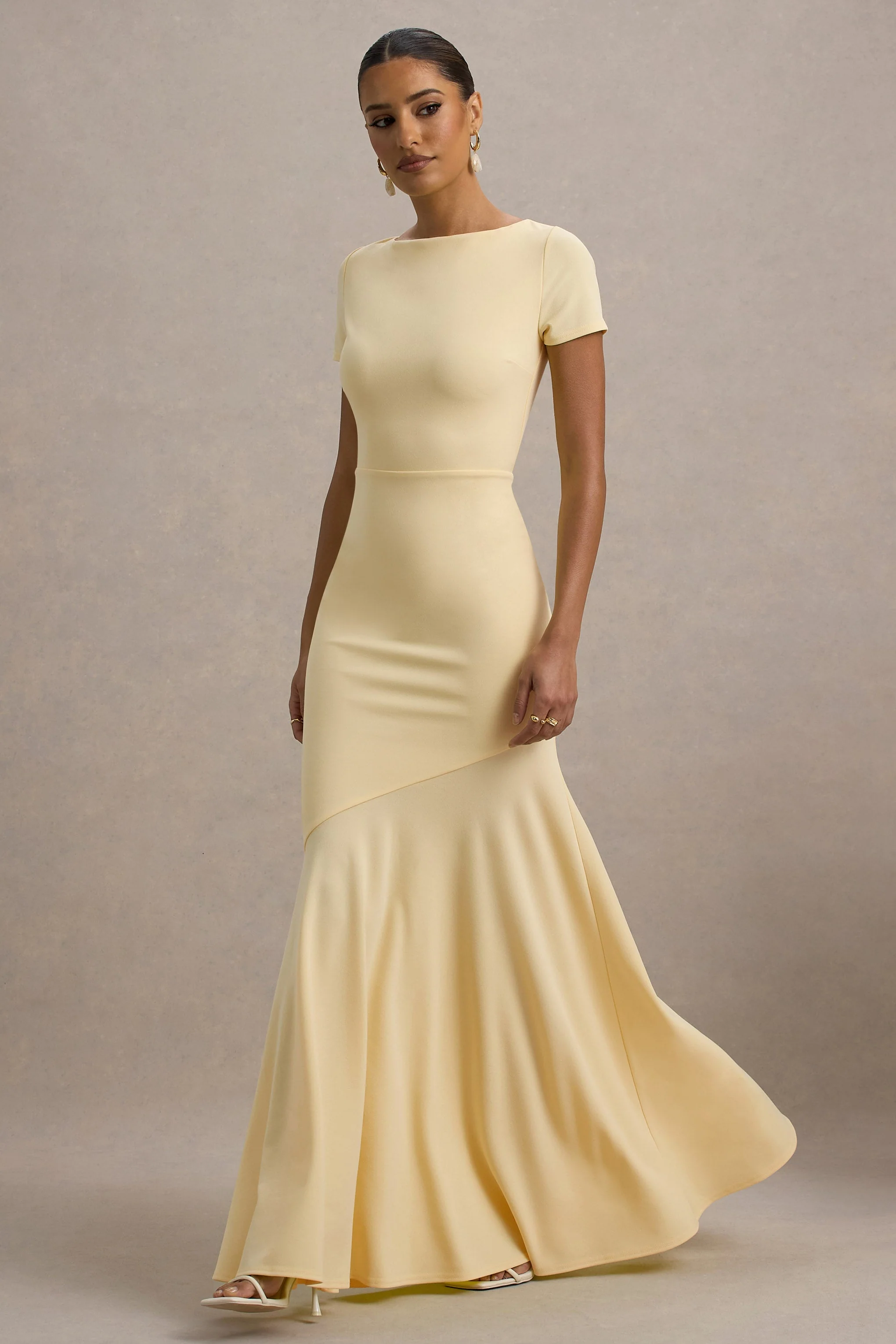 Rian | Pale Lemon Short-Sleeve Maxi Dress
