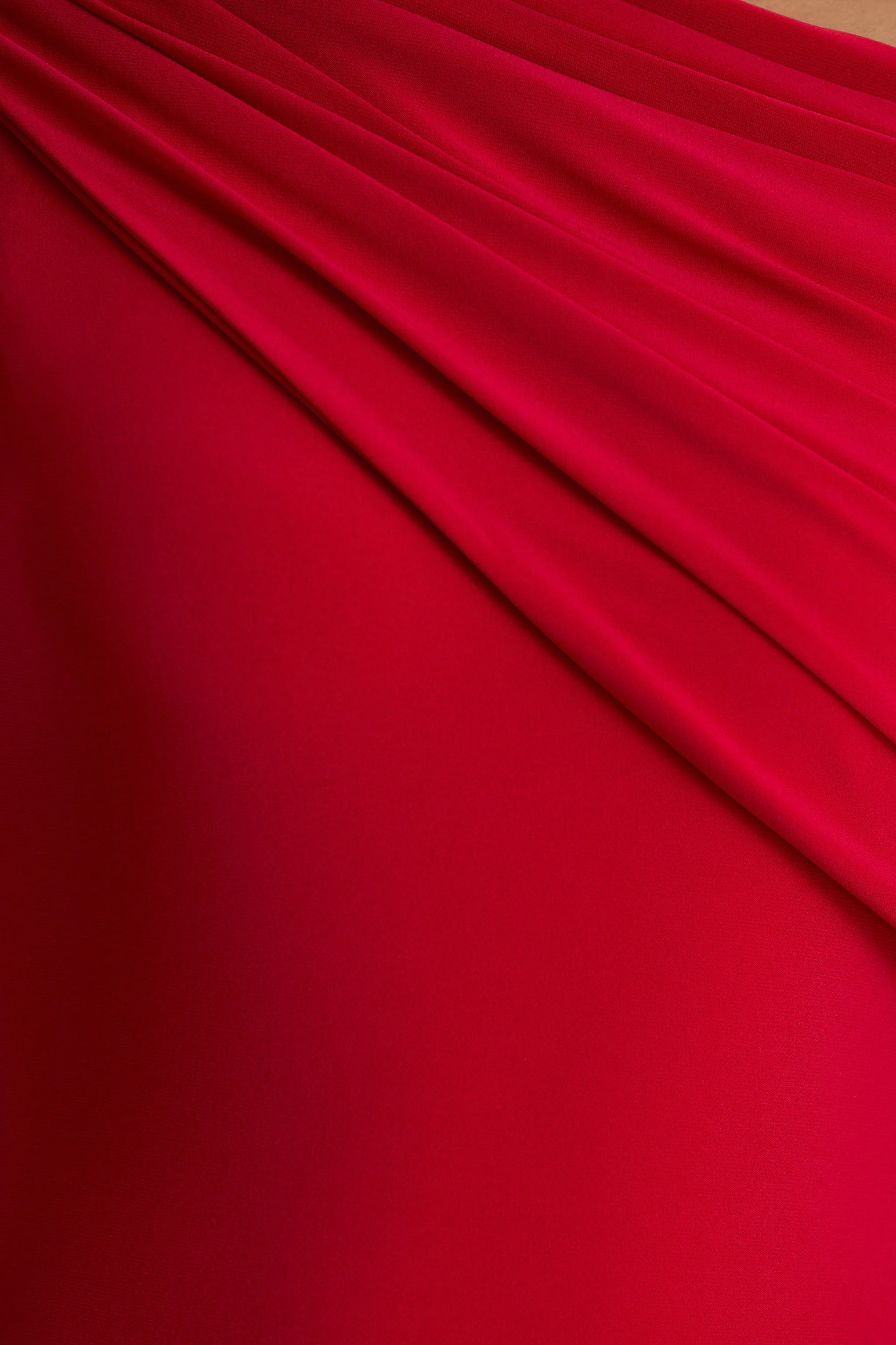 Zendaya | Red Asymmetric-Neck Fishtail Maxi Dress With Sash