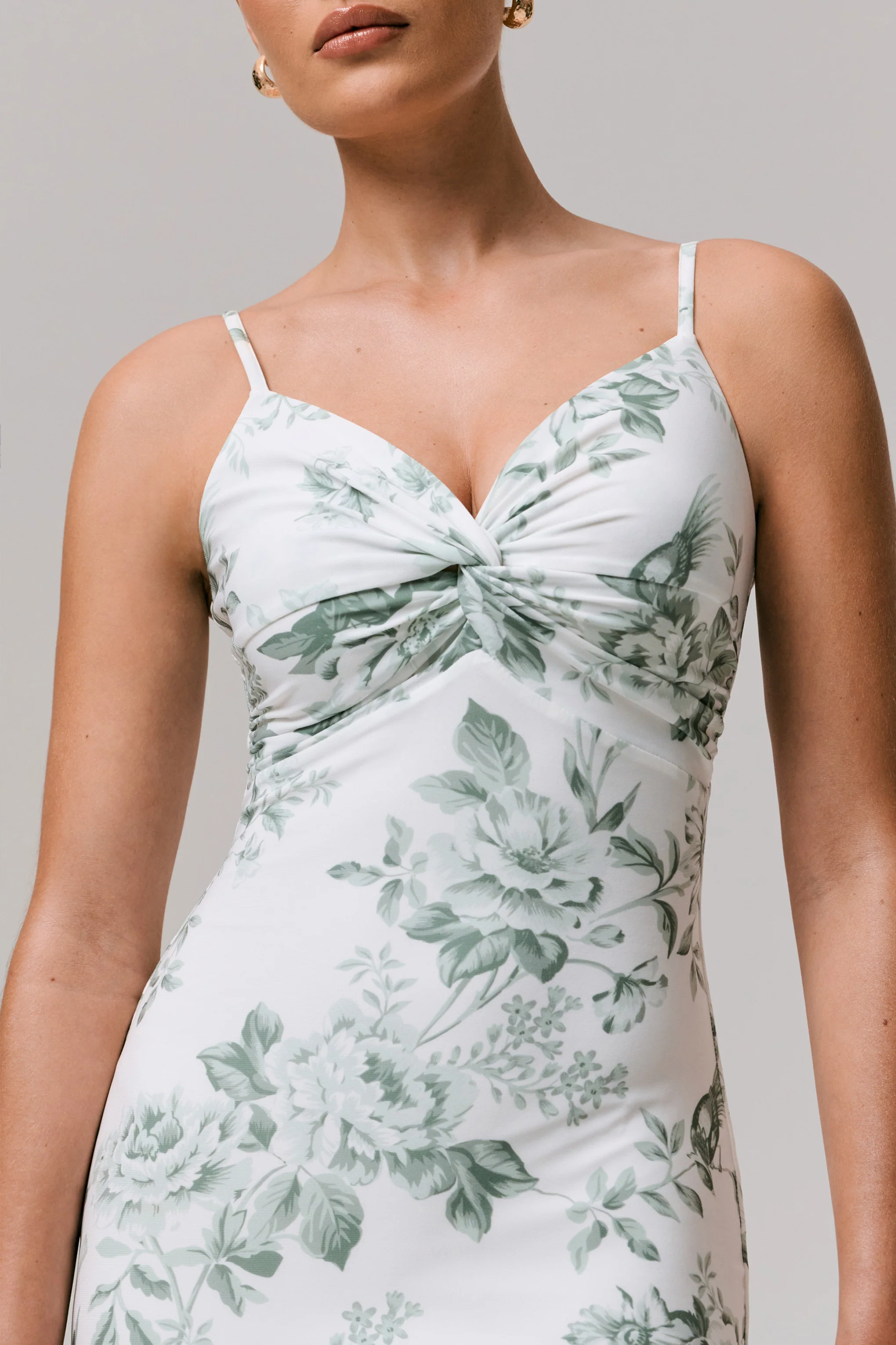 Luz | Green Porcelain Print Strappy Maxi Dress
