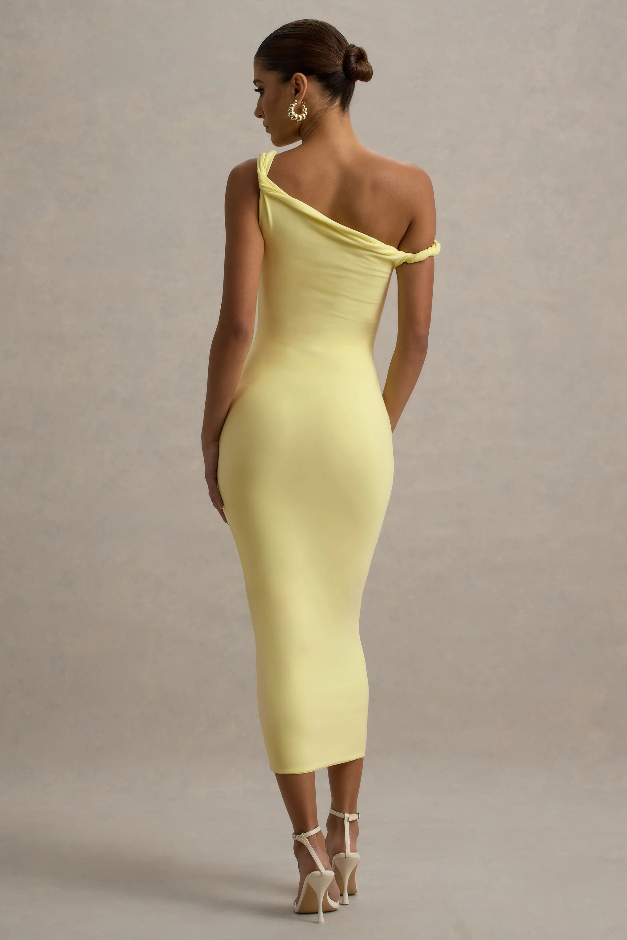 Salome | Lemon Twisted Asymmetric Midi Dress