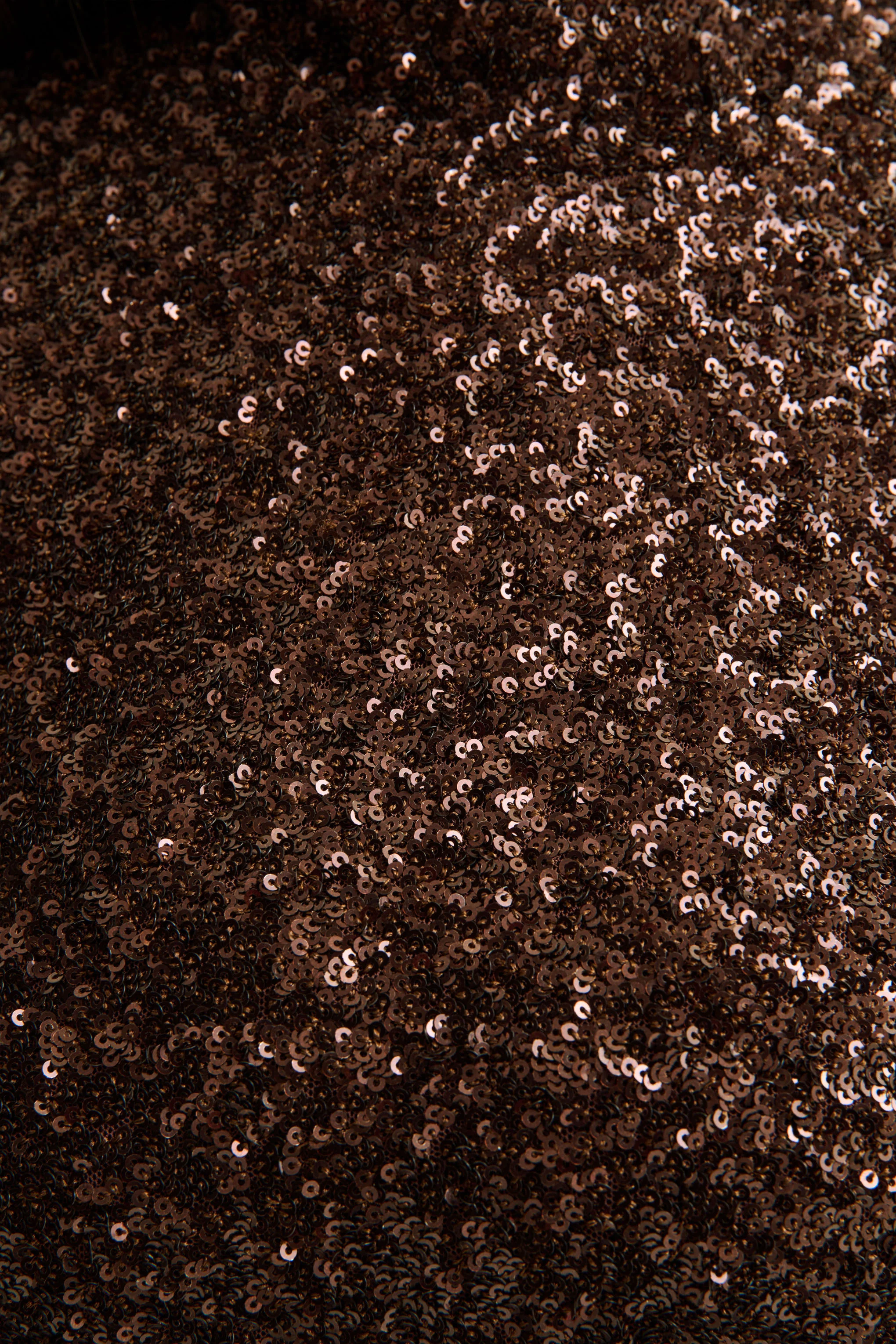 Galaxy | Brown Sequin Turtle-Neck Long-Sleeve Maxi Dress