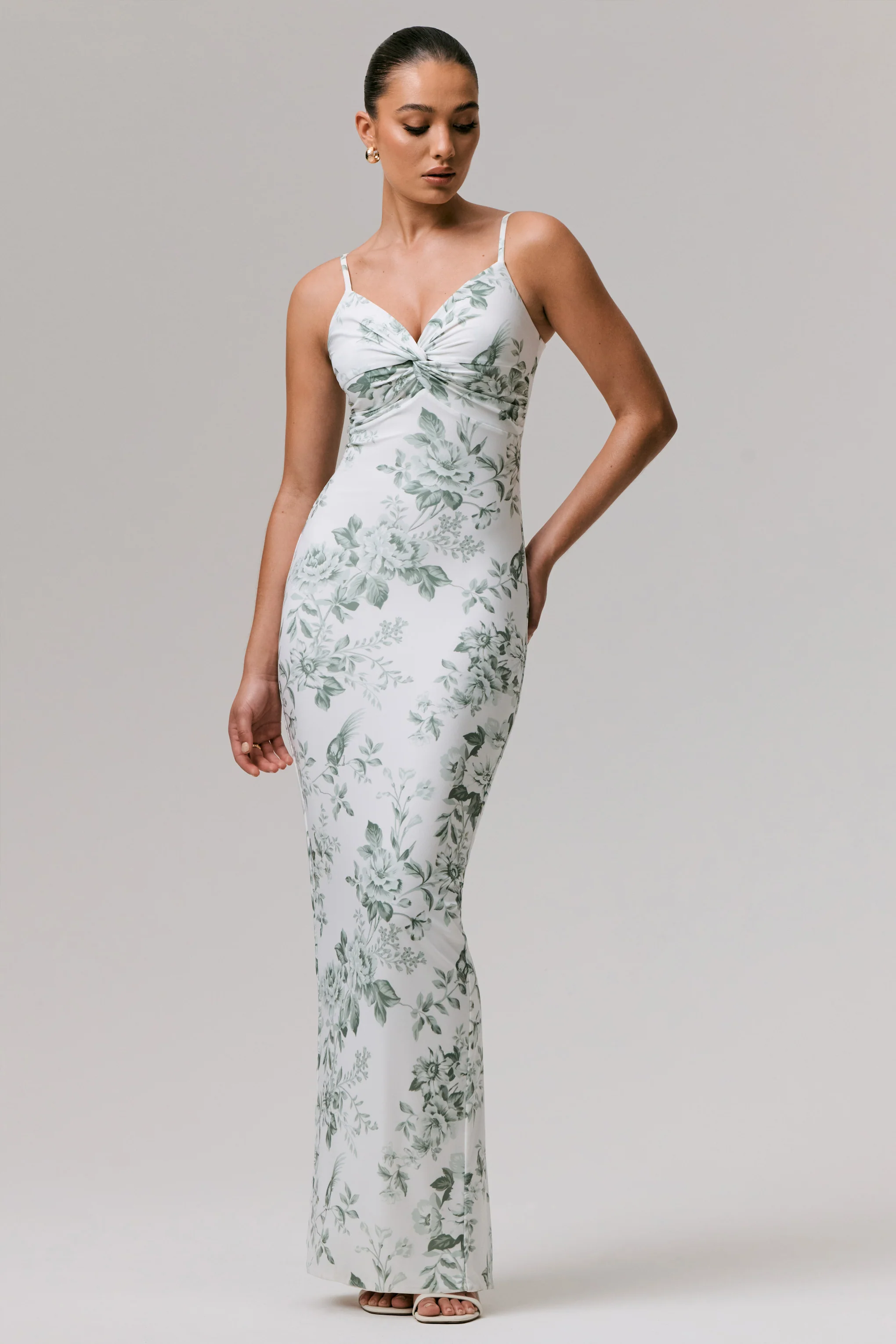 Luz | Green Porcelain Print Strappy Maxi Dress