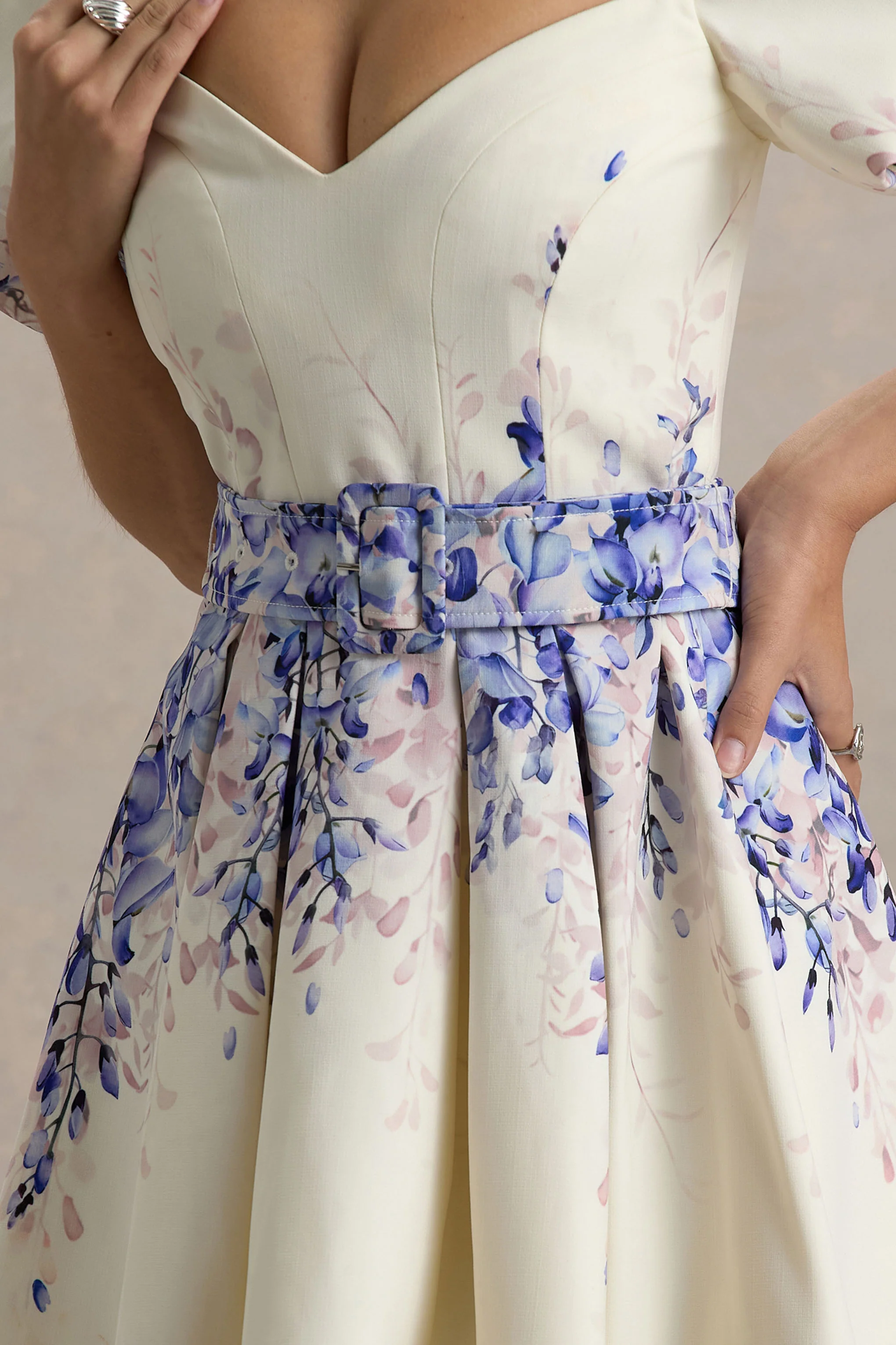 Tapia | Wisteria Print Linen Belted Mini Dress