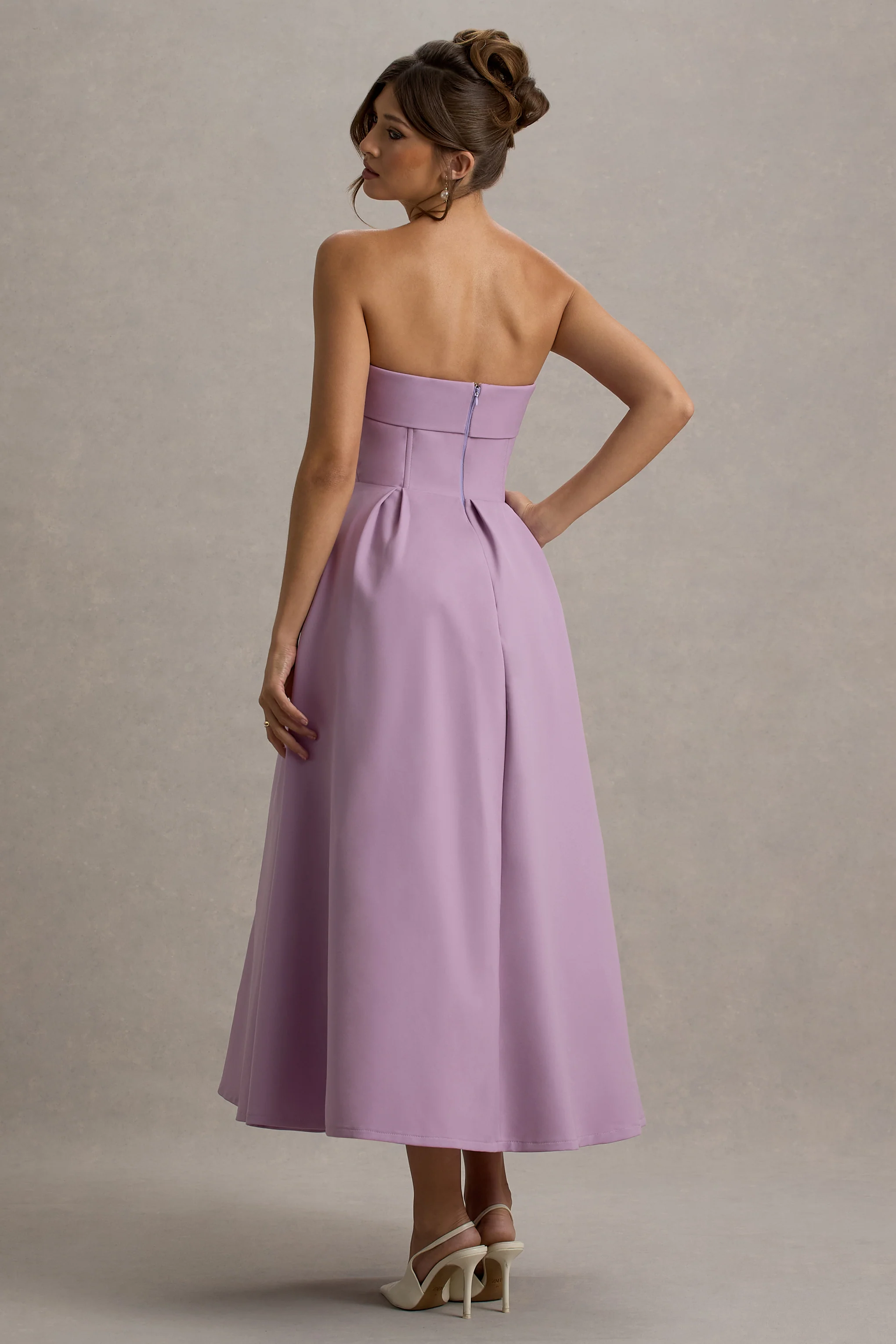 Annalise | Lilac Bandeau Skater Midi Dress