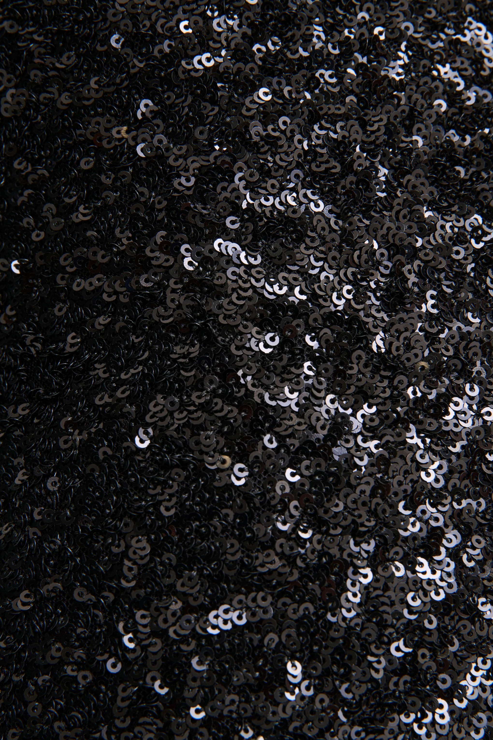 Mery | Black Sequin High-Neck Wrap Maxi Dress With One-Long Sleeve