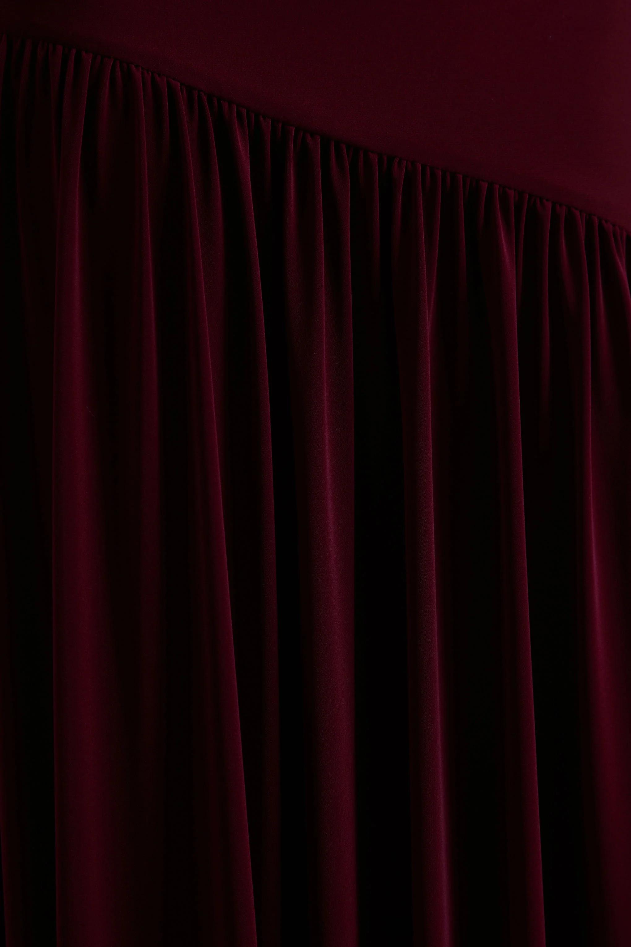 Venezia | Burgundy Bardot Maxi Dress With Drop-Waist