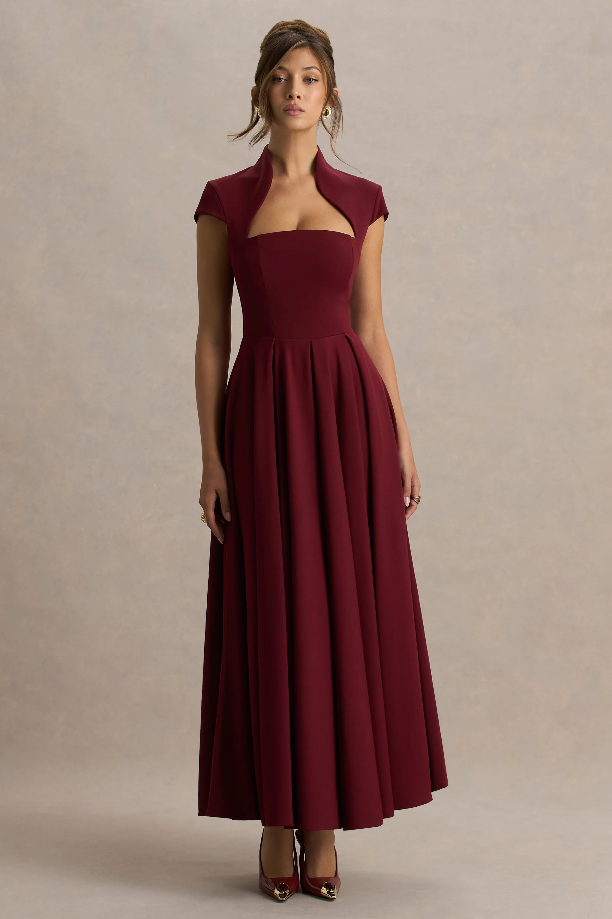 Scarlett | Burgundy Square-Neck Maxi Dress