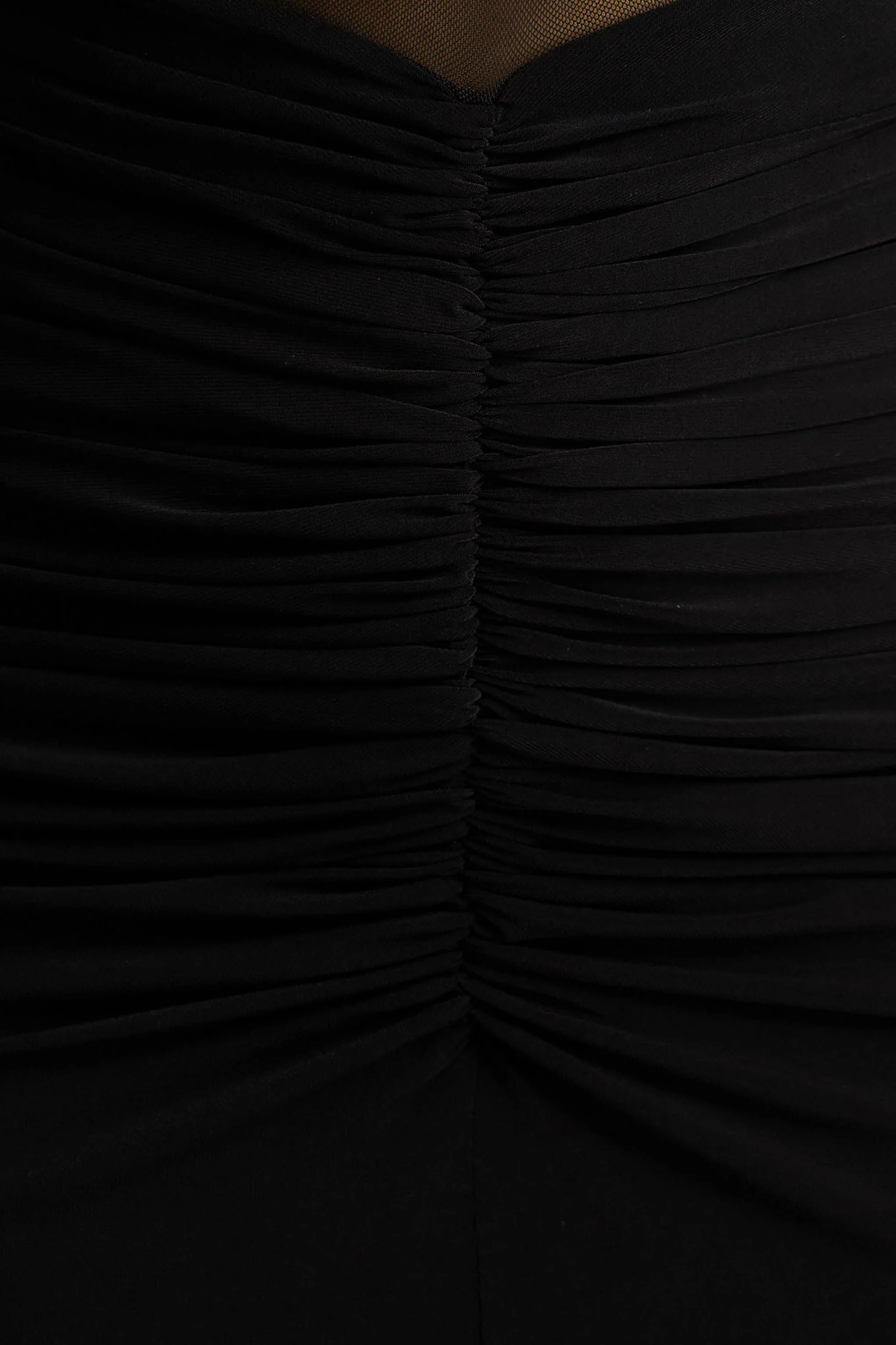 Zinnie | Black Cape-Sleeve Maxi Dress With Mesh Panel