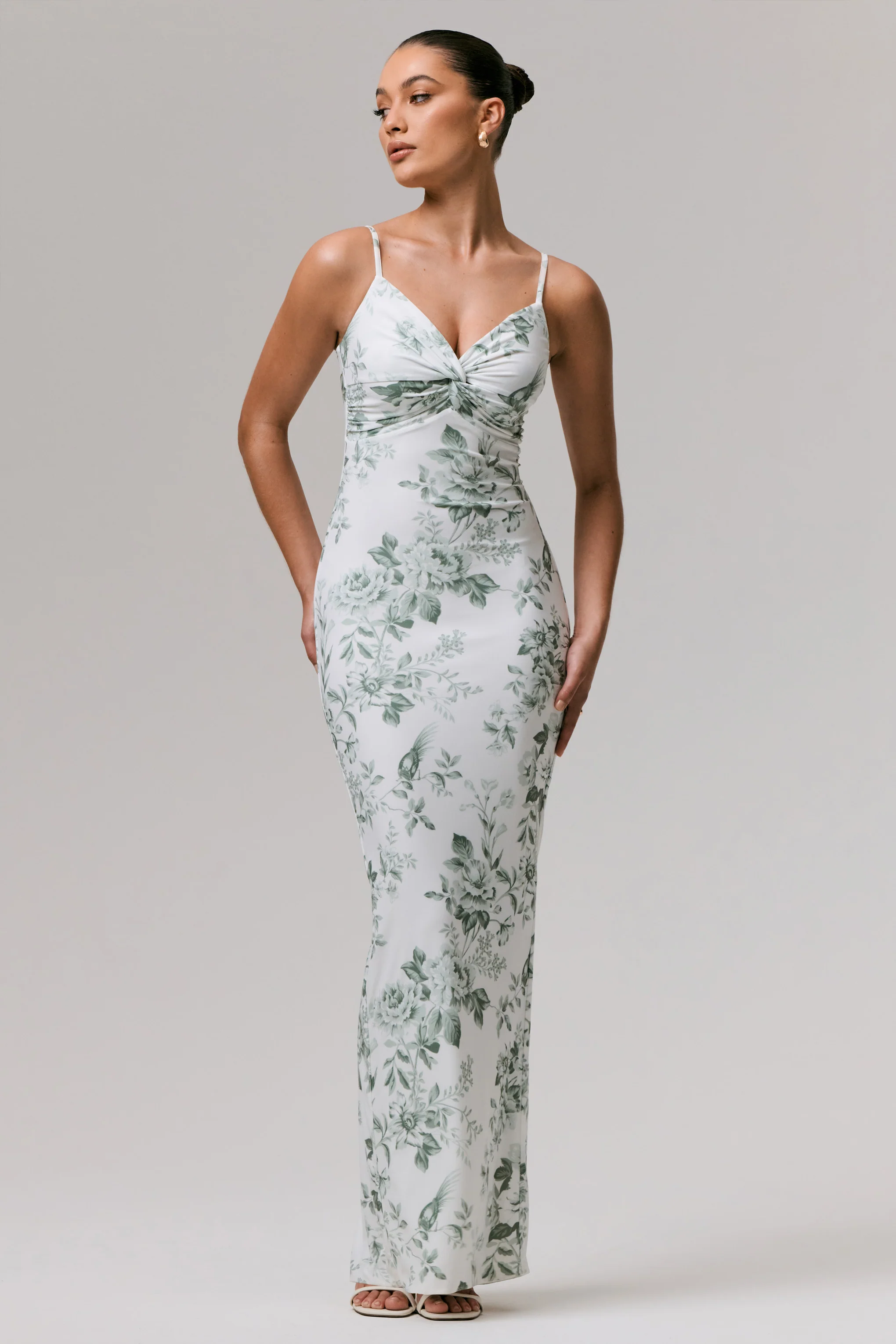 Luz | Green Porcelain Print Strappy Maxi Dress