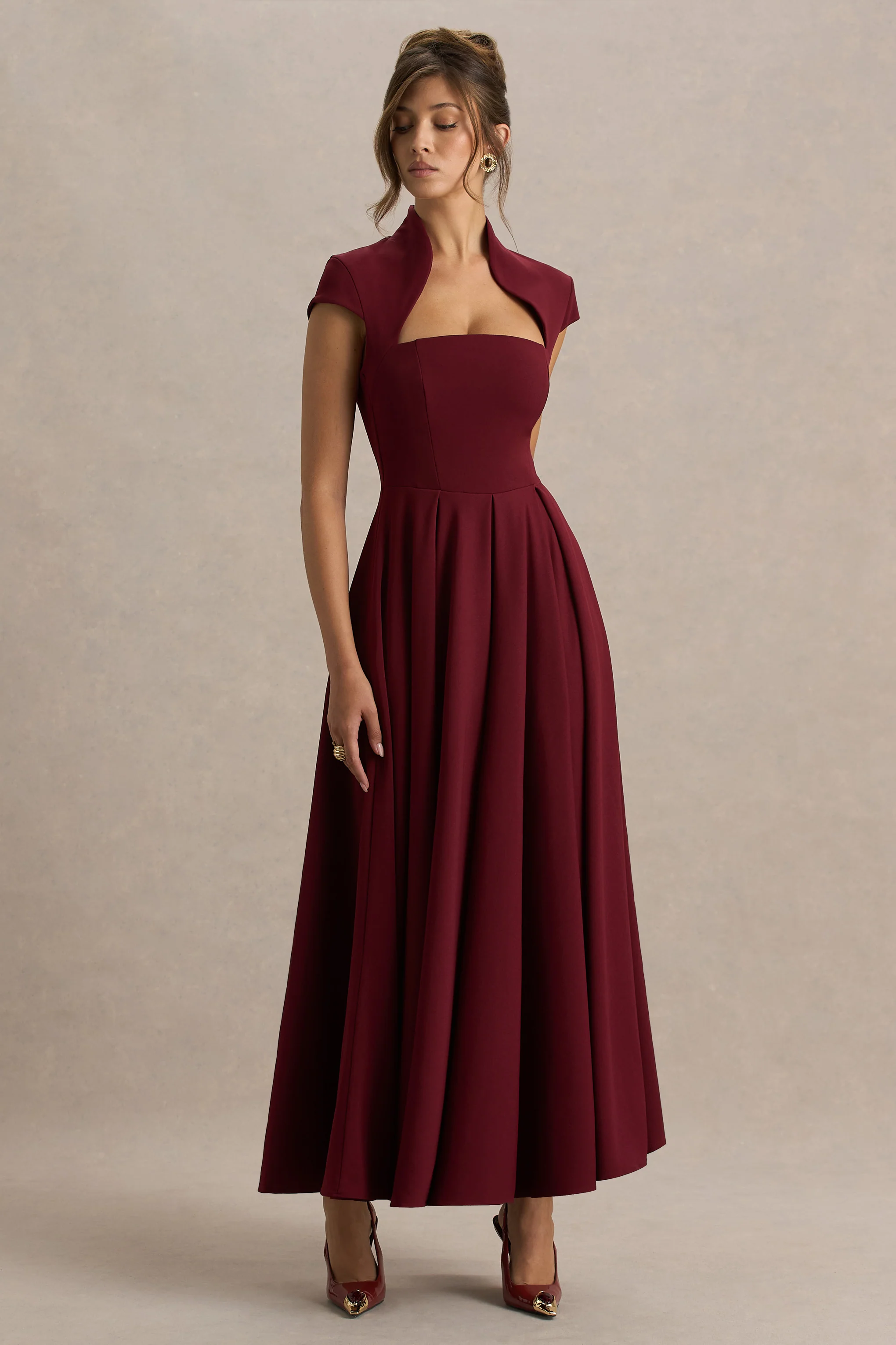 Scarlett | Burgundy Square-Neck Maxi Dress