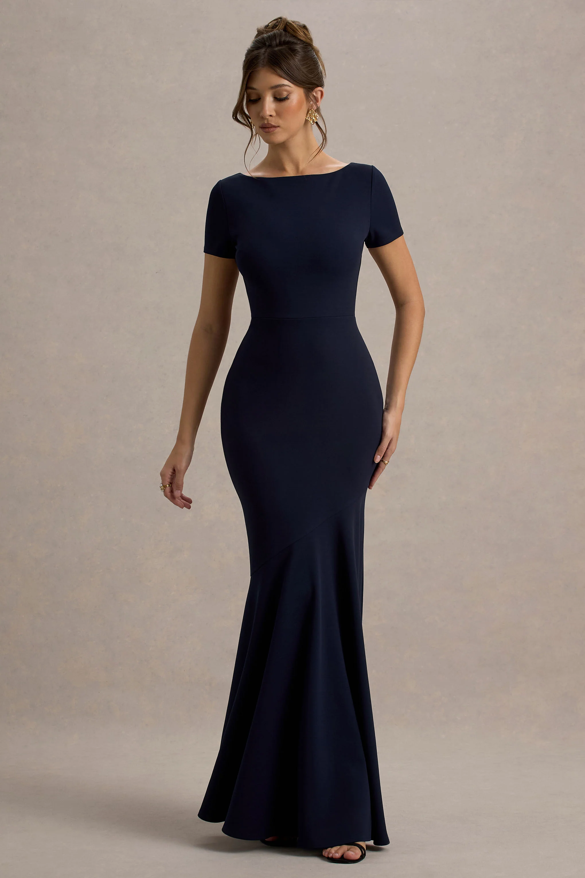 Rian | Navy Short-Sleeve Maxi Dress