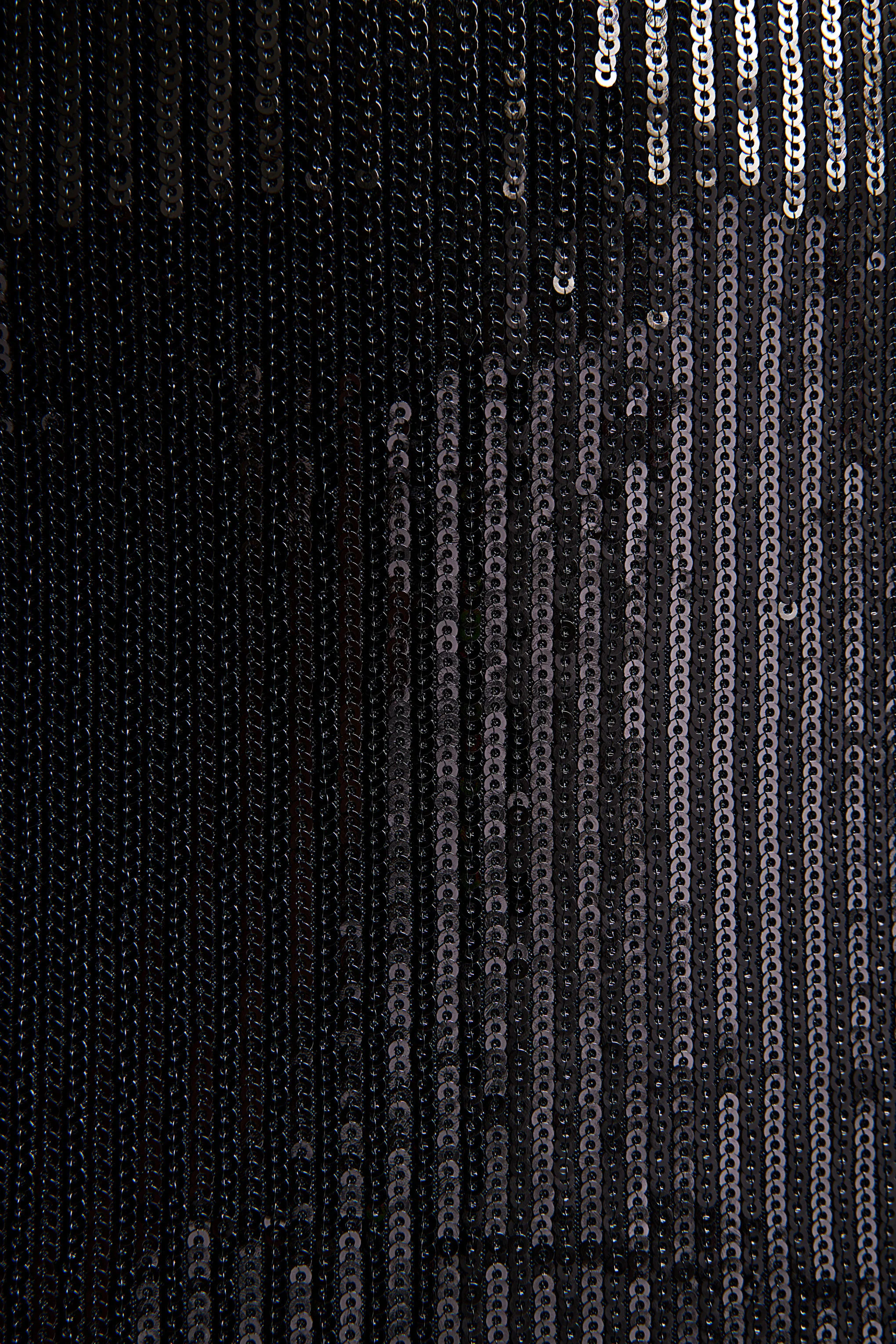 Cosmic Star | Black Sequin High-Neck Maxi Dress With Feather Cuffs