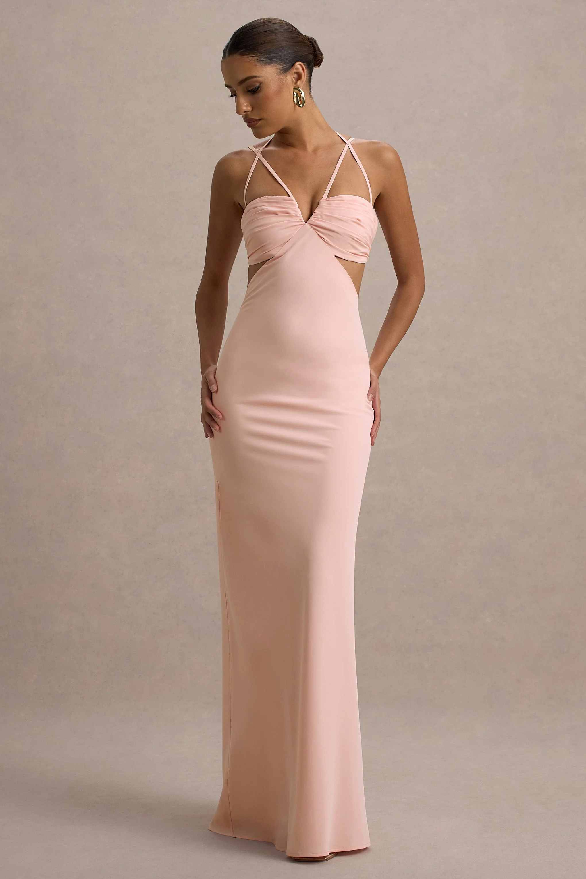 Leandra | Pink Strappy Cut-Out Maxi Dress