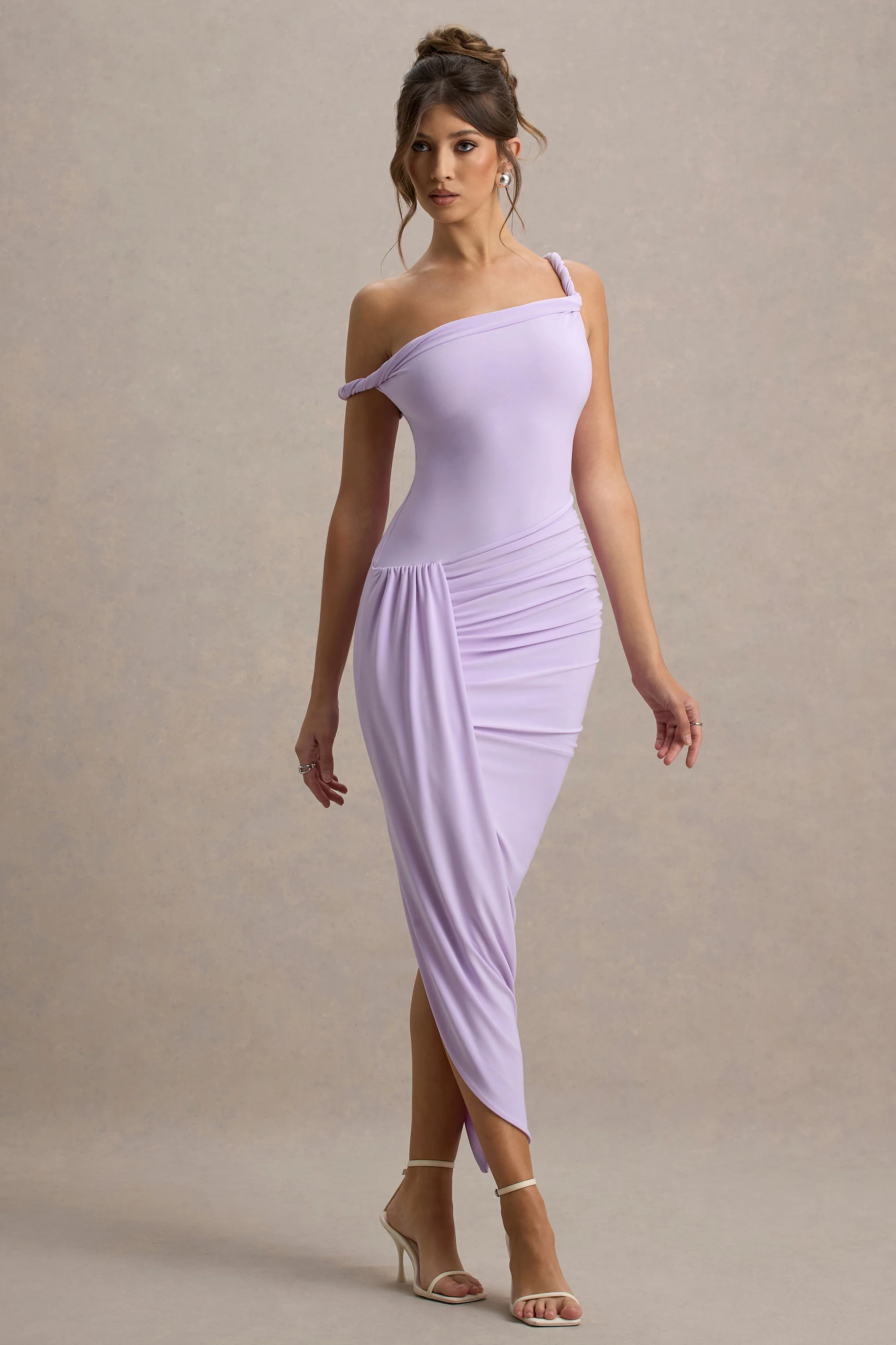 Angelique | Lilac Twisted Asymmetric Maxi Dress