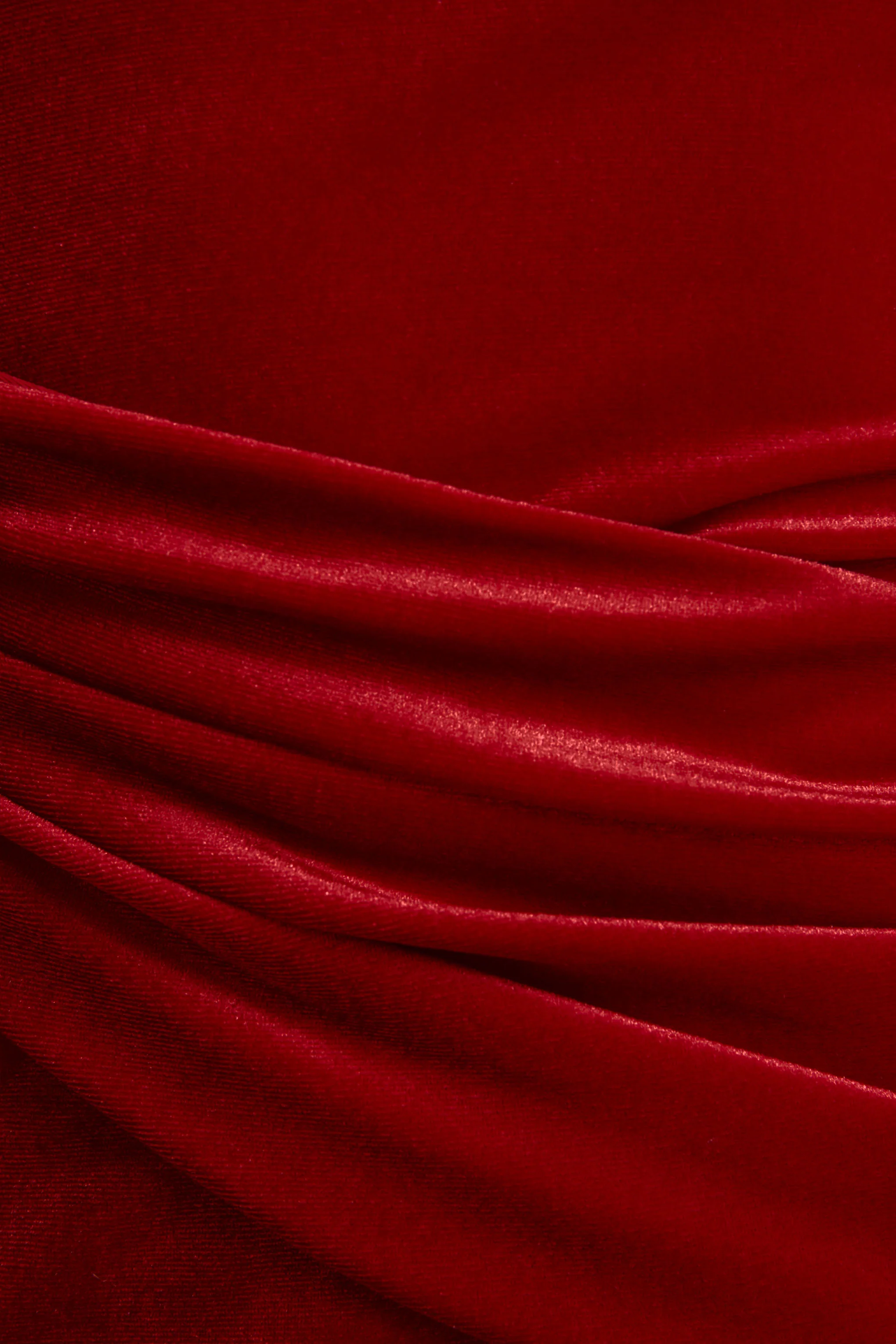Hadria | Red Velvet Asymmetric-Neck Maxi Dress With Sash-Detail