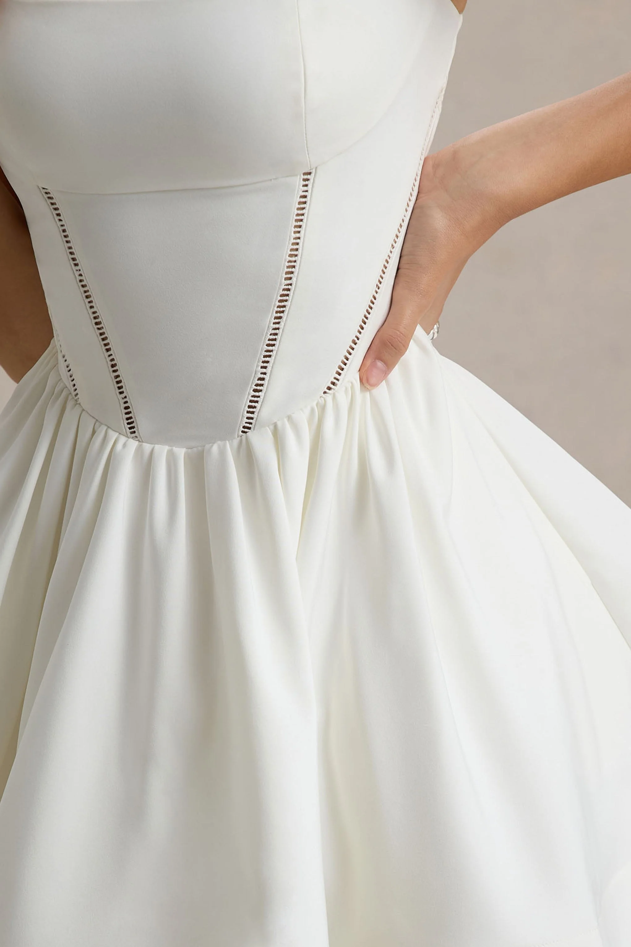 Mochi | White Skater Mini Dress With Bow Straps