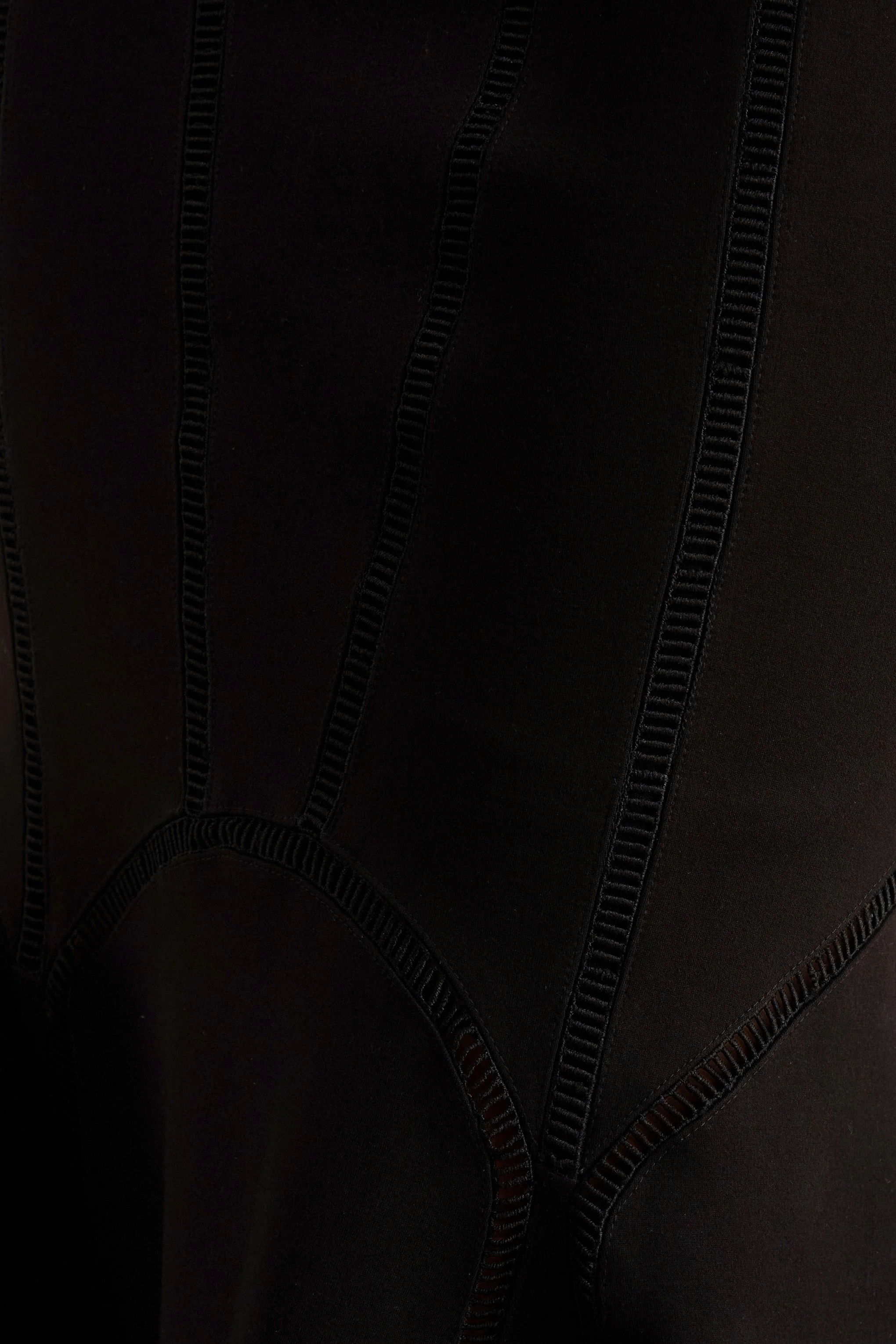 Sally | Black Crew-Neck Midi Dress With Drop Waist And Pleated Detailing