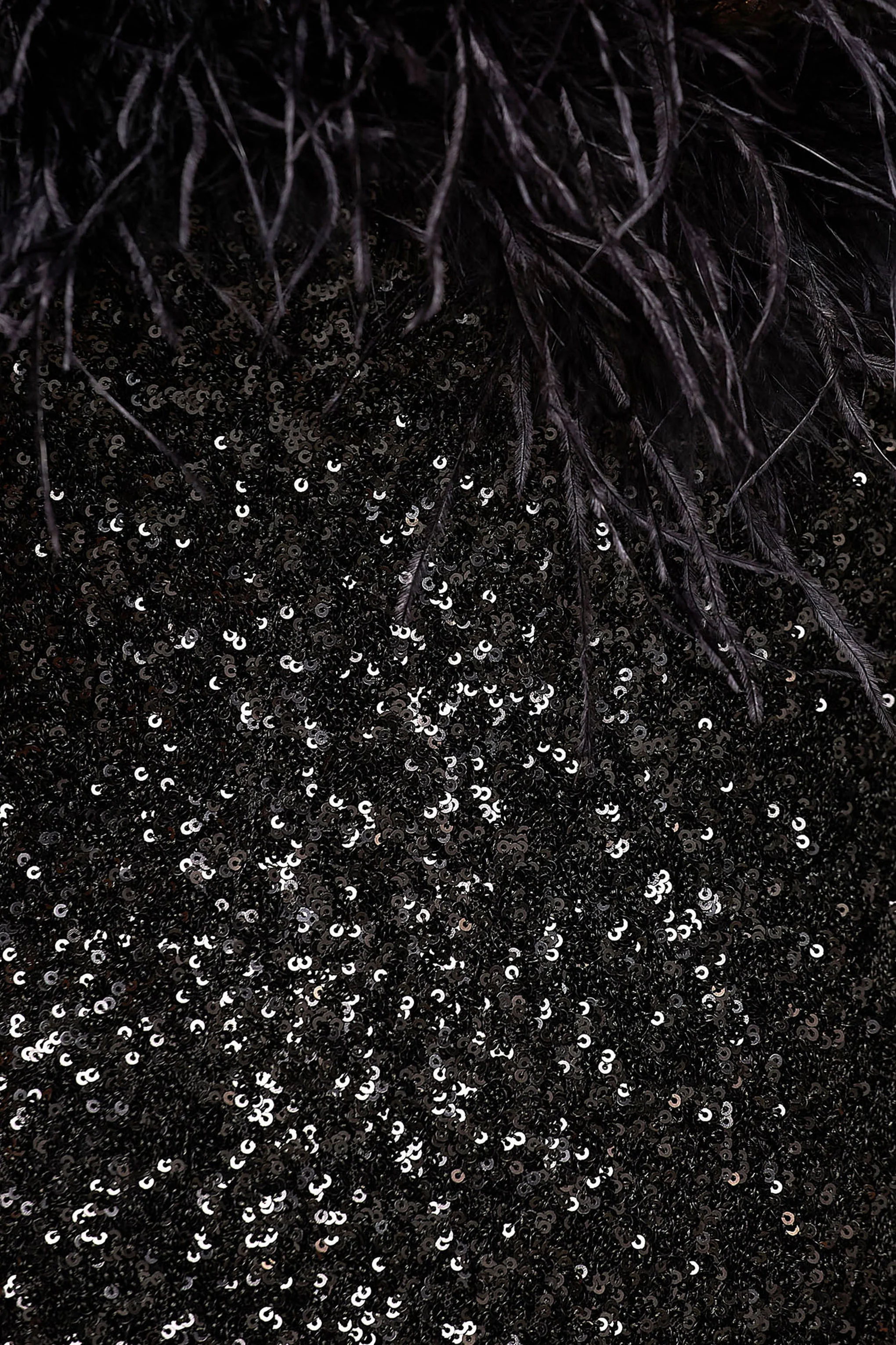 Daze | Black Sequin Bandeau Maxi Dress With Feather-Trim