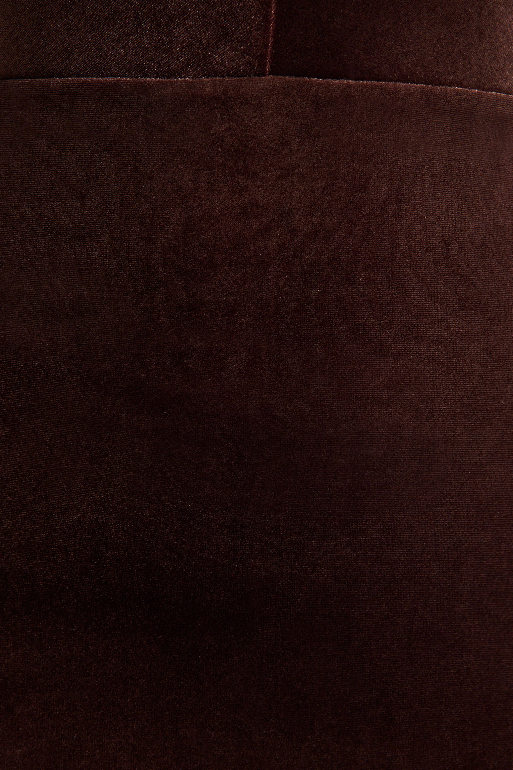 Francine | Brown Velvet Round-Neck Midi Dress With Cut-Out Details