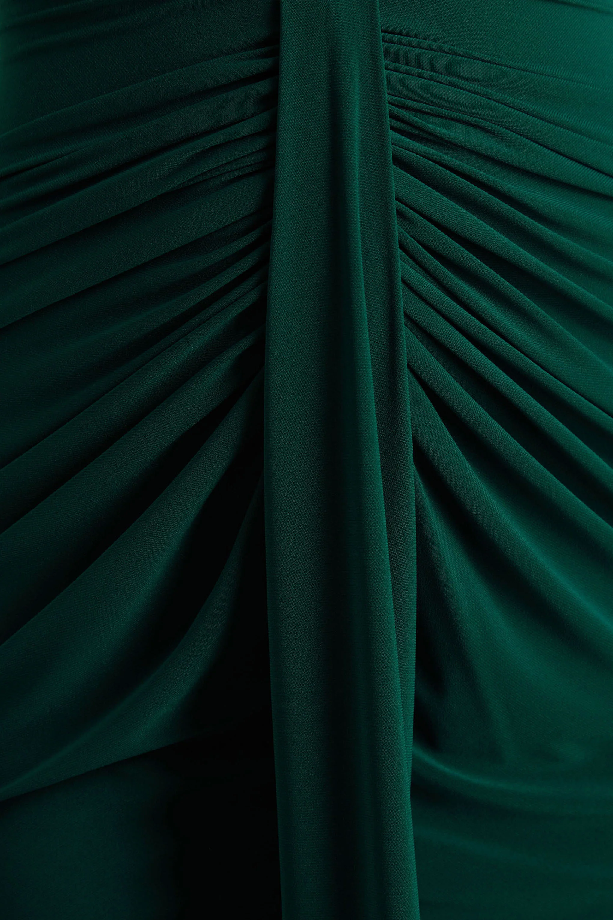 Lesley | Bottle Green Plunge-Neck Maxi Dress