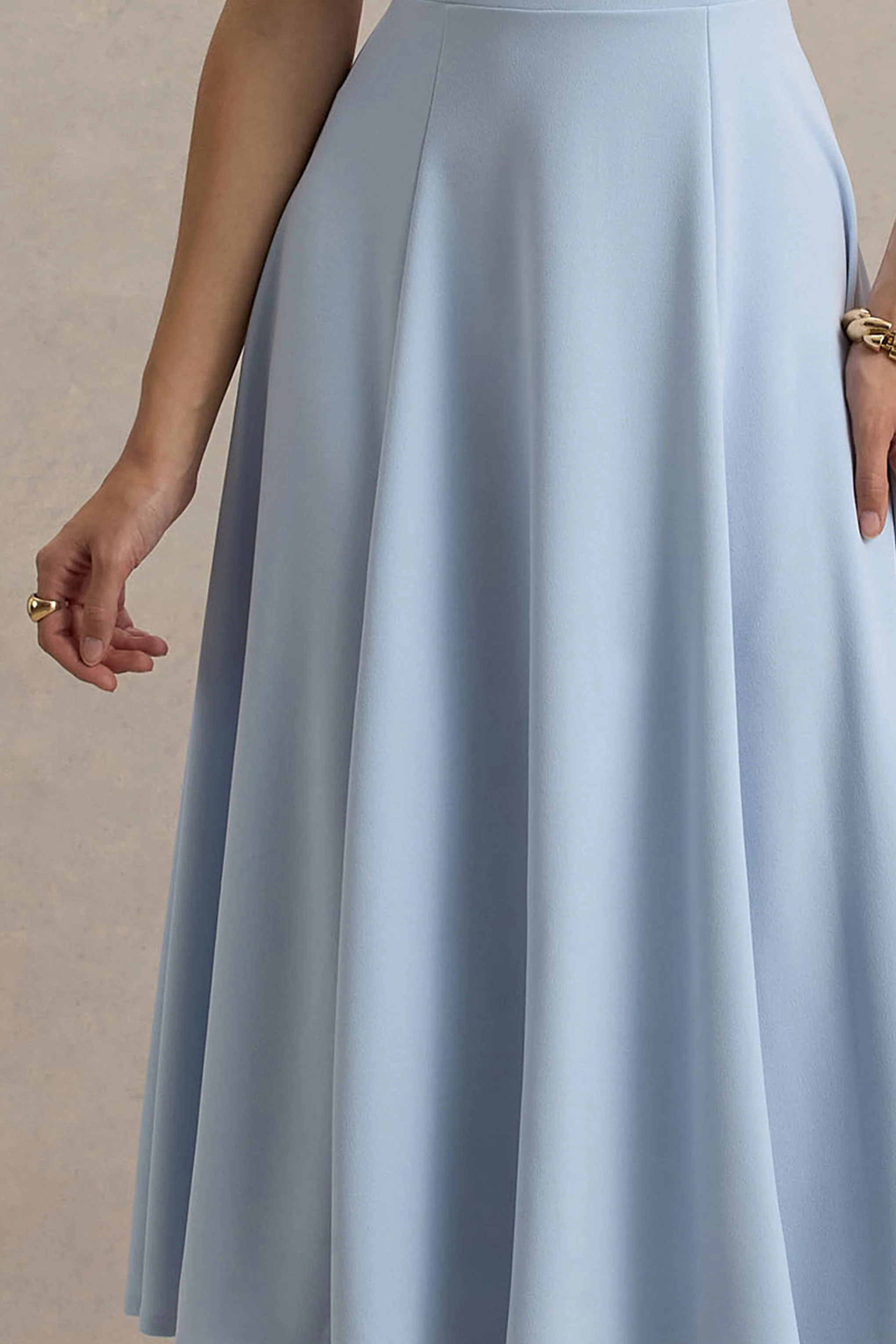 Auburn | Powder Blue Halter-Neck Midi Dress