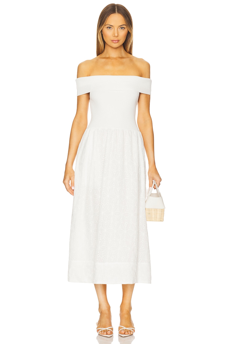 Mixed Media Off Shoulder Dress