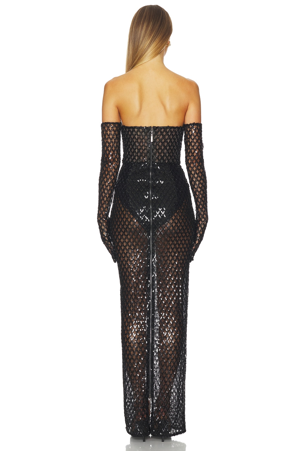 Farah Embellished Maxi Dress With Gloves