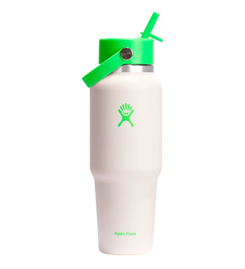 32Oz Travel Bottle - Ivory Neongreen
