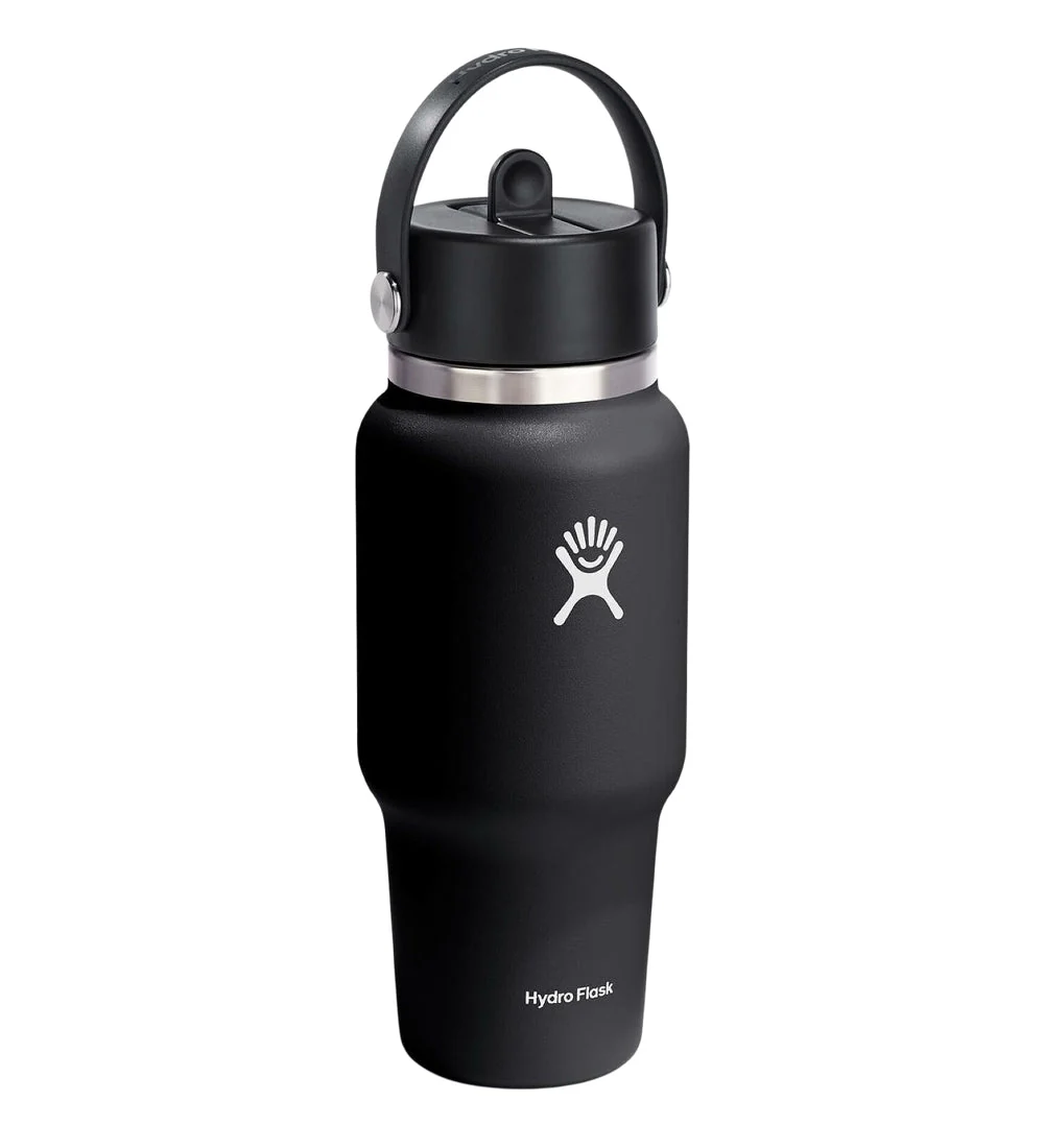 Wide Flex Straw Travel Bottle 24Oz - Black