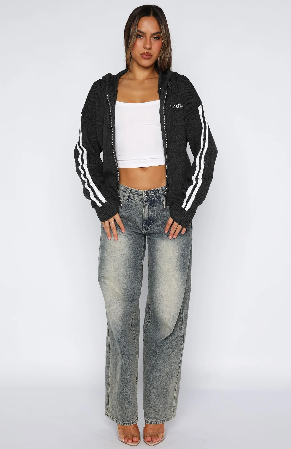 Next One Up Knit Hoodie Charcoal