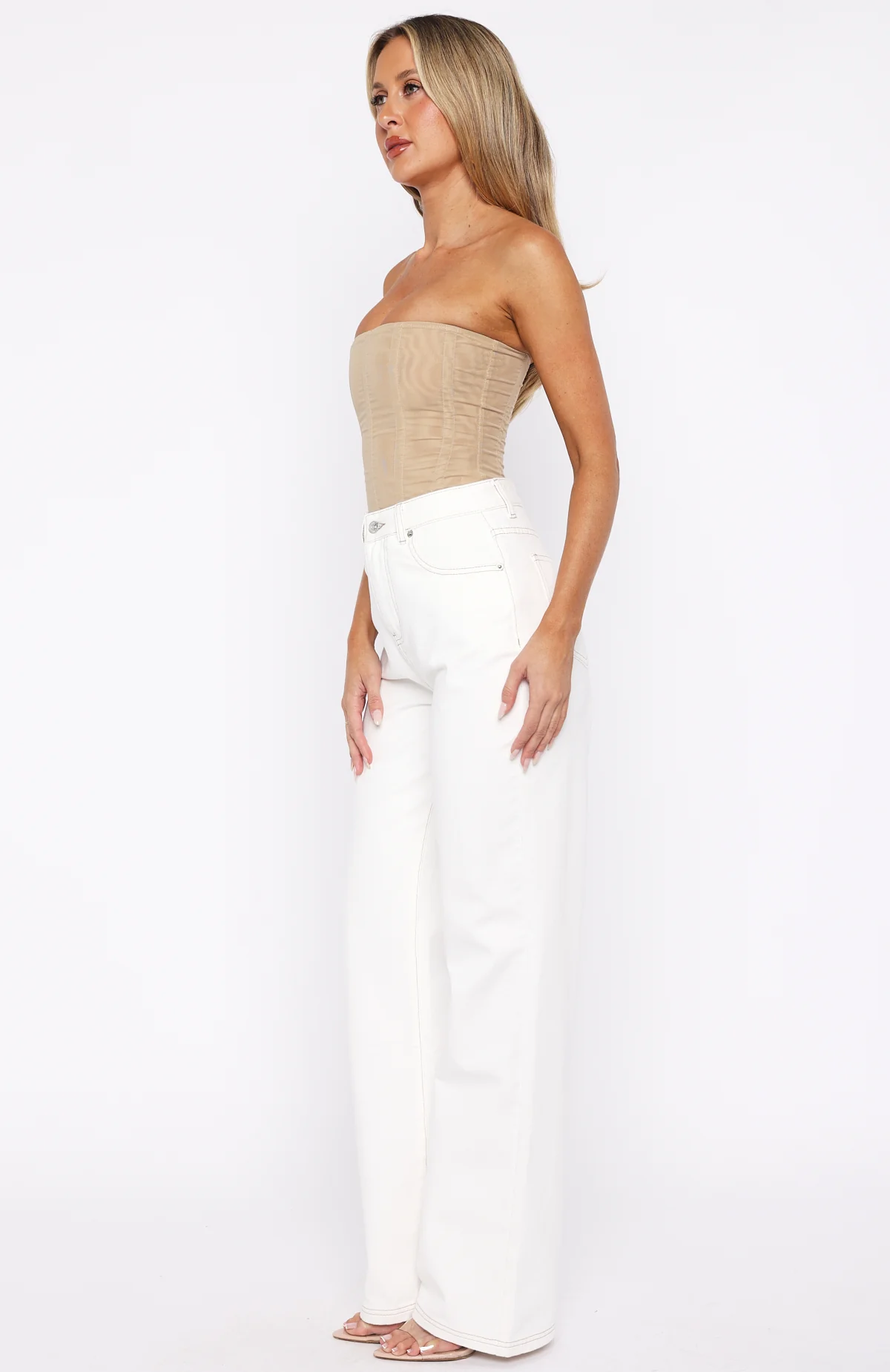 Alyssa High Rise Straight Leg Jeans Off White
