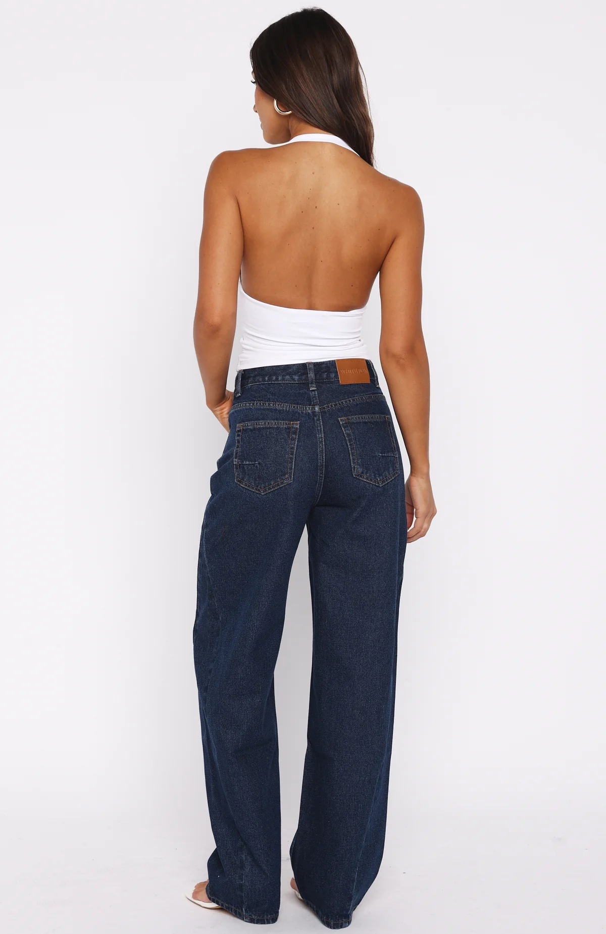 Kiara Mid Rise Barrel Leg Jeans Dark Blue