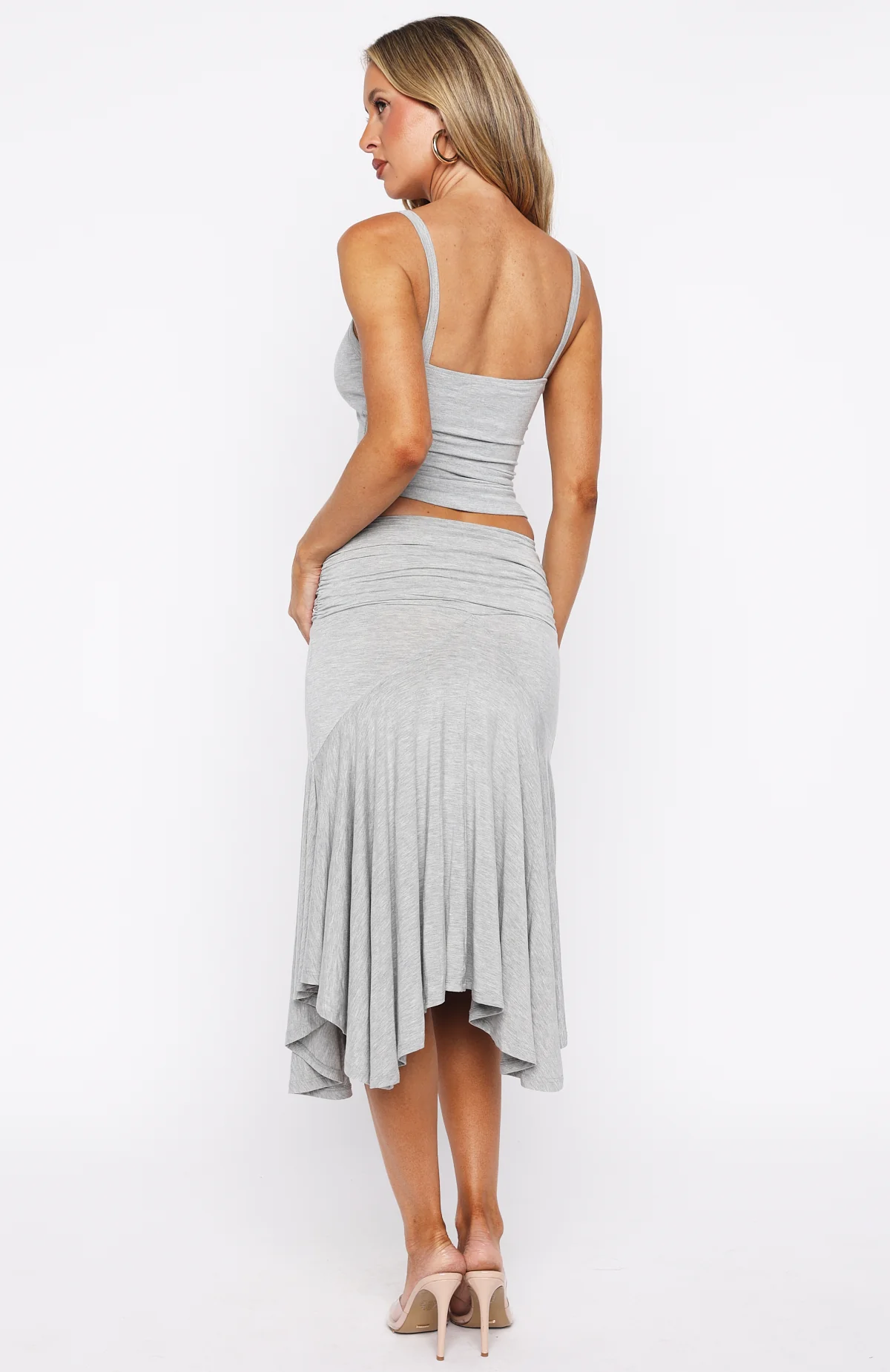 Dressing Up Midi Skirt Grey Marle