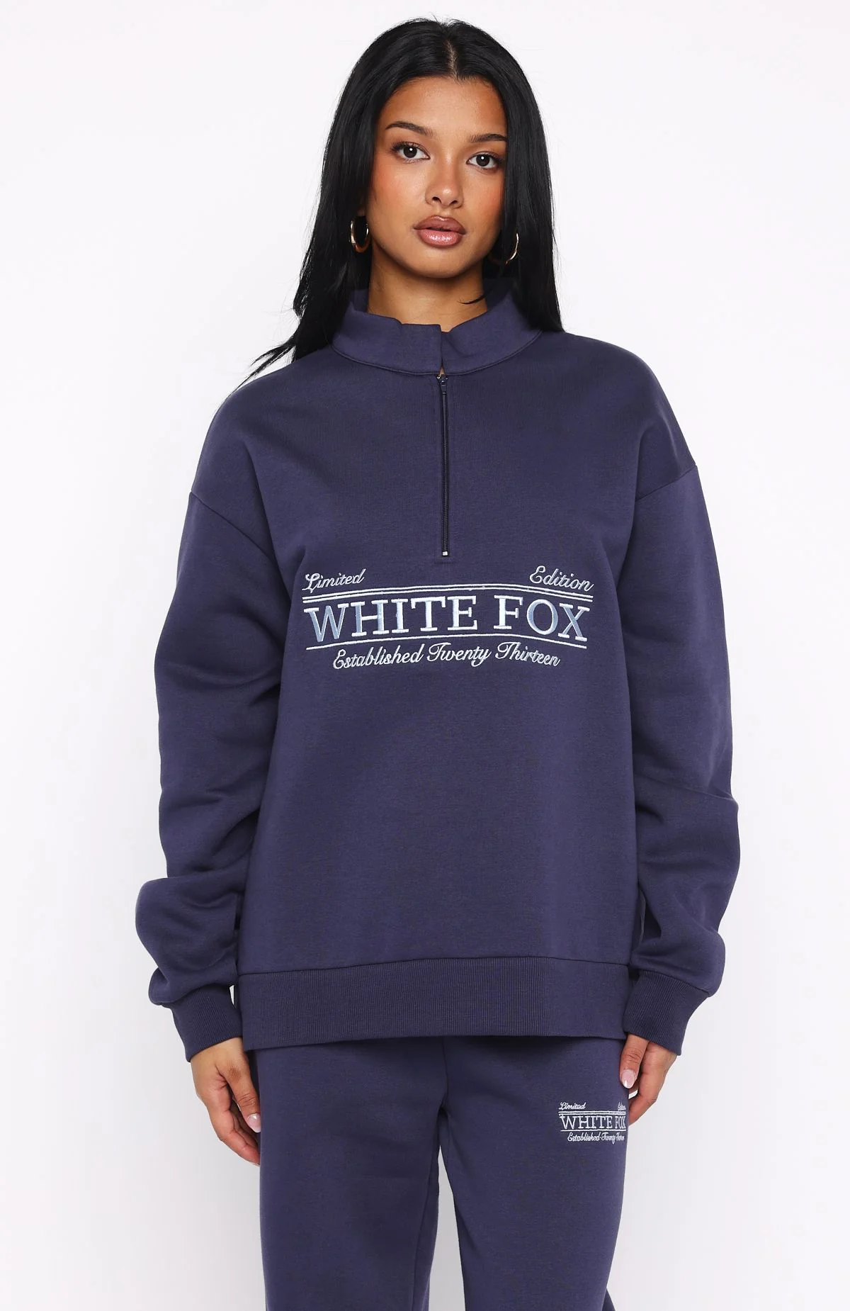 Standing My Ground Zip Front Sweater Navy