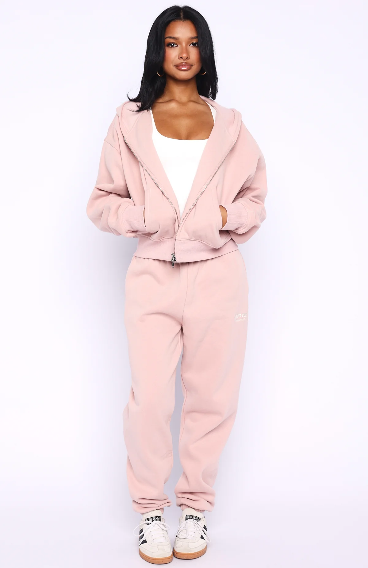 Can't Miss It Boxy Zip Front Hoodie Dusty Pink