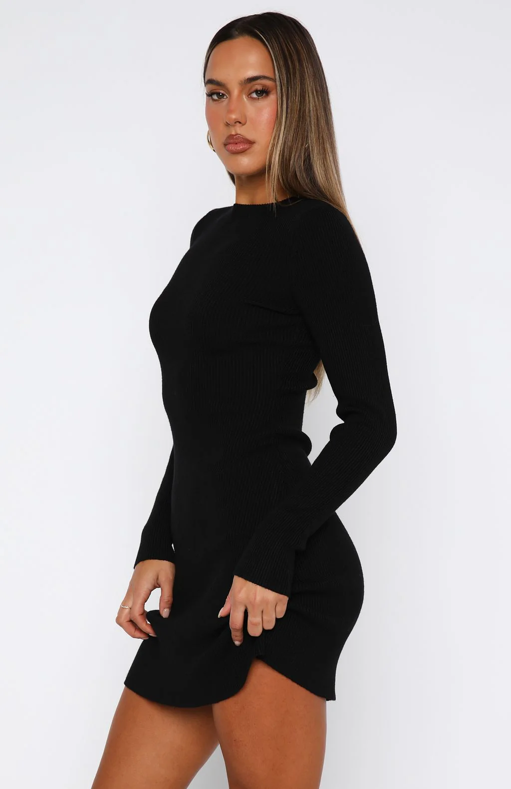 Let's Be Together Long Sleeve Mini Dress Black