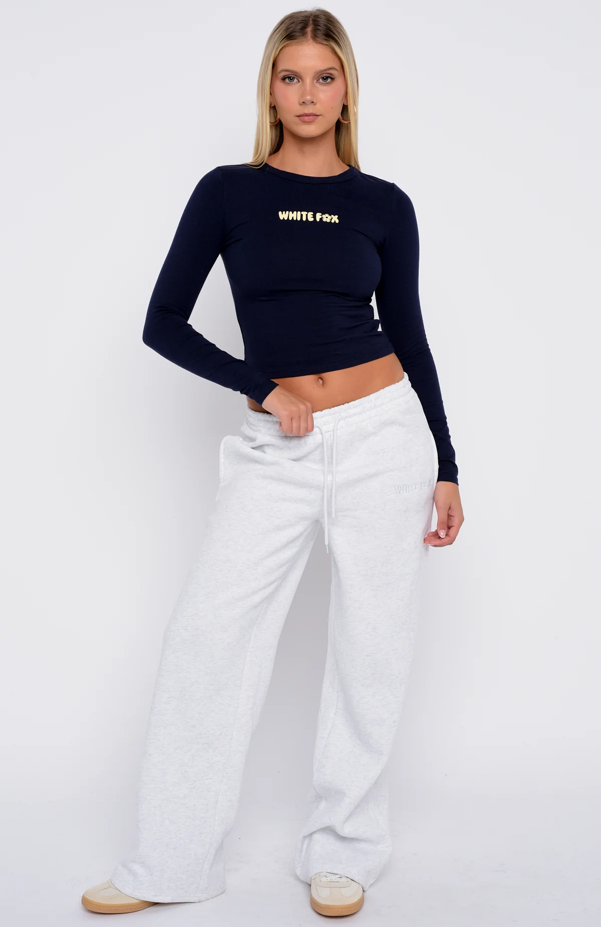 Love Addiction Long Sleeve Baby Tee Navy