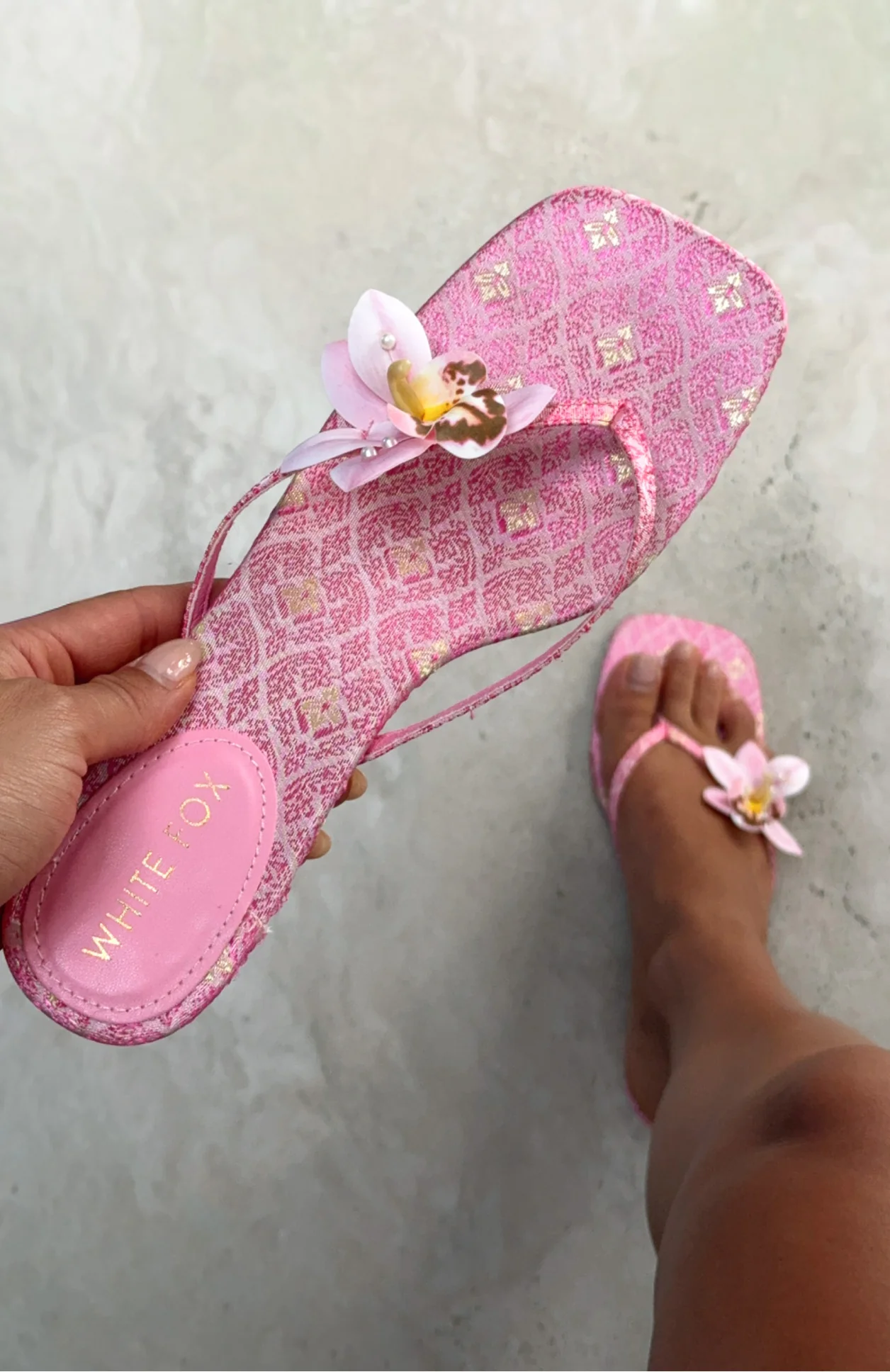 Rhea Orchid Thong Mules Pink