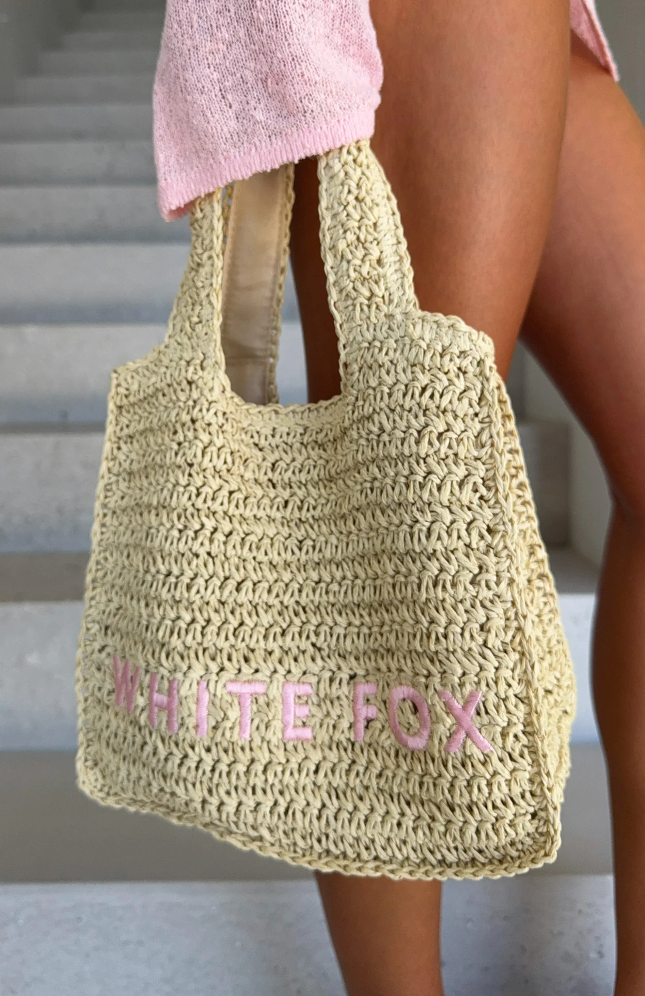 Tyrus Small Top Handle Bag Natural/Baby Pink