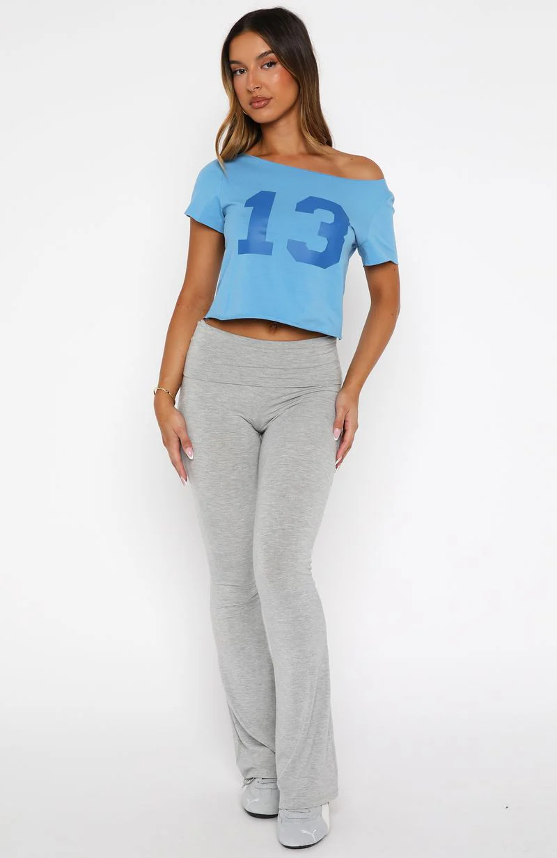 Whenever You're Ready Off Shoulder Relaxed Tee Blue