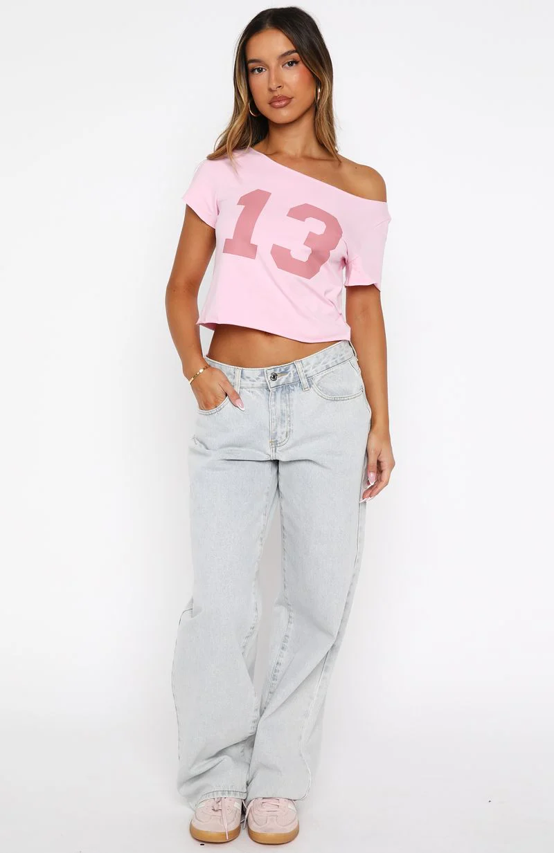 Whenever You're Ready Off Shoulder Relaxed Tee Pink